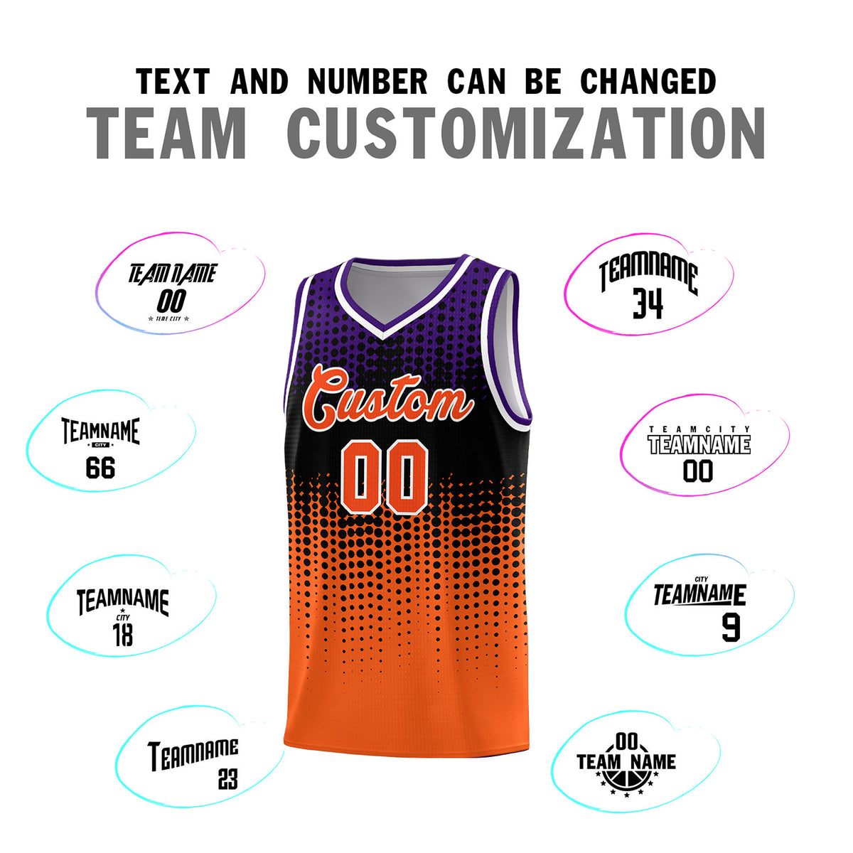 Custom Orange Gradient Dots Design Pattern Sports Uniform Basketball Jersey