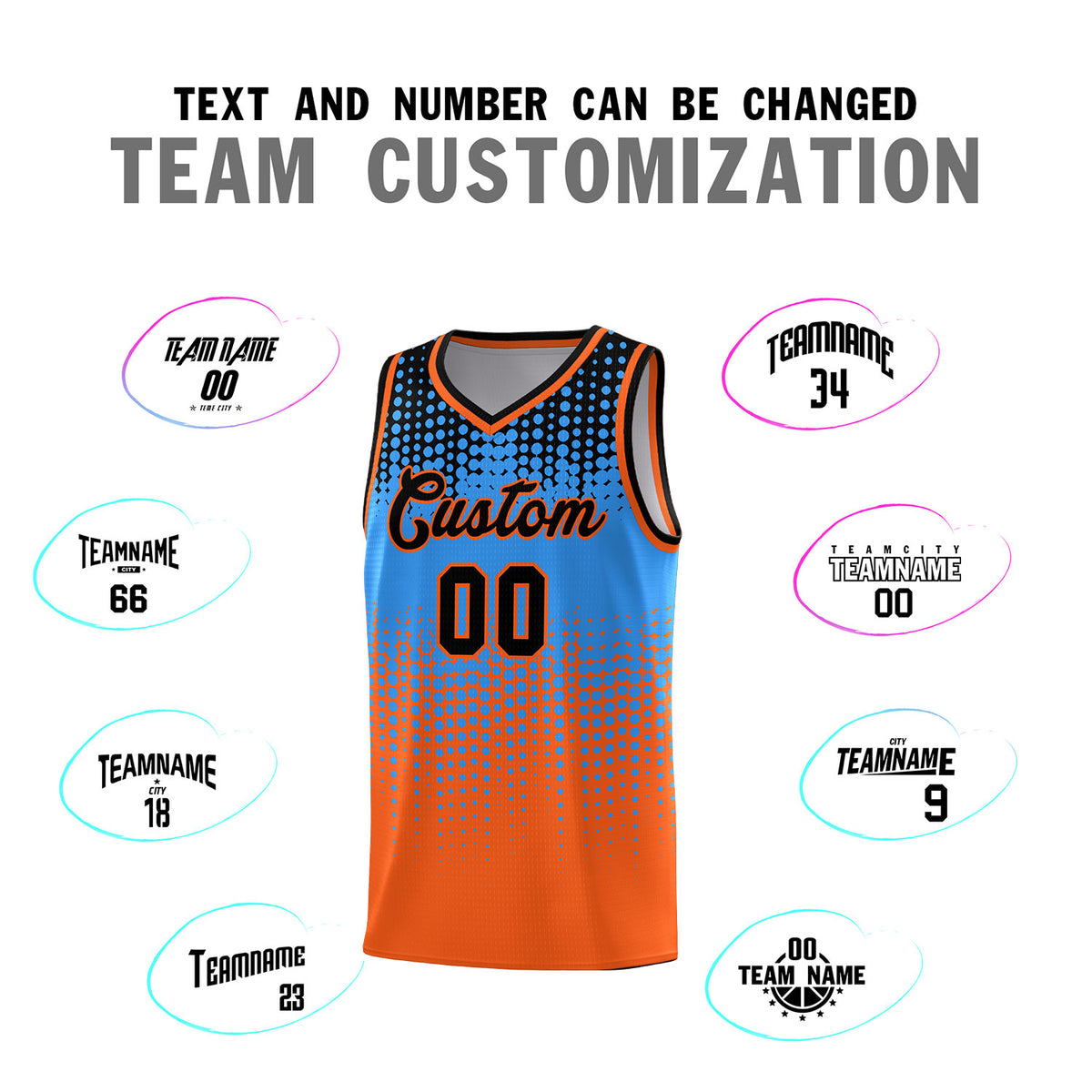 Custom Orange Gradient Dots Design Pattern Sports Uniform Basketball Jersey