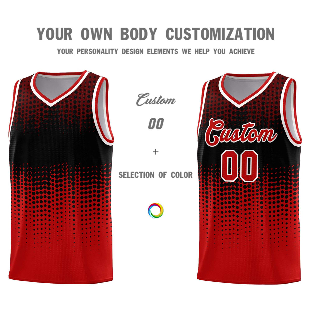 Custom Red Gradient Dots Design Pattern Sports Uniform Basketball Jersey