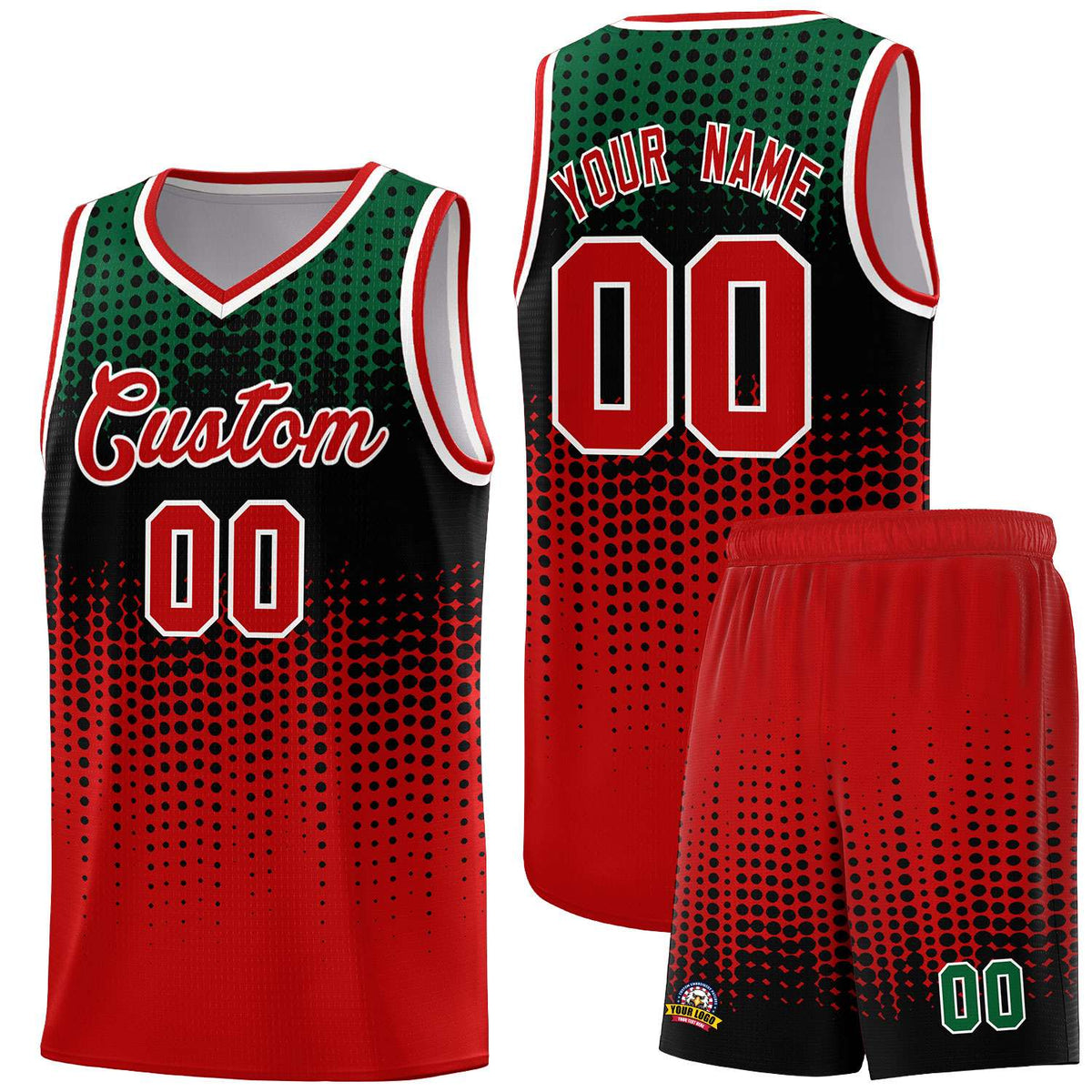 Custom Red Gradient Dots Design Pattern Sports Uniform Basketball Jersey