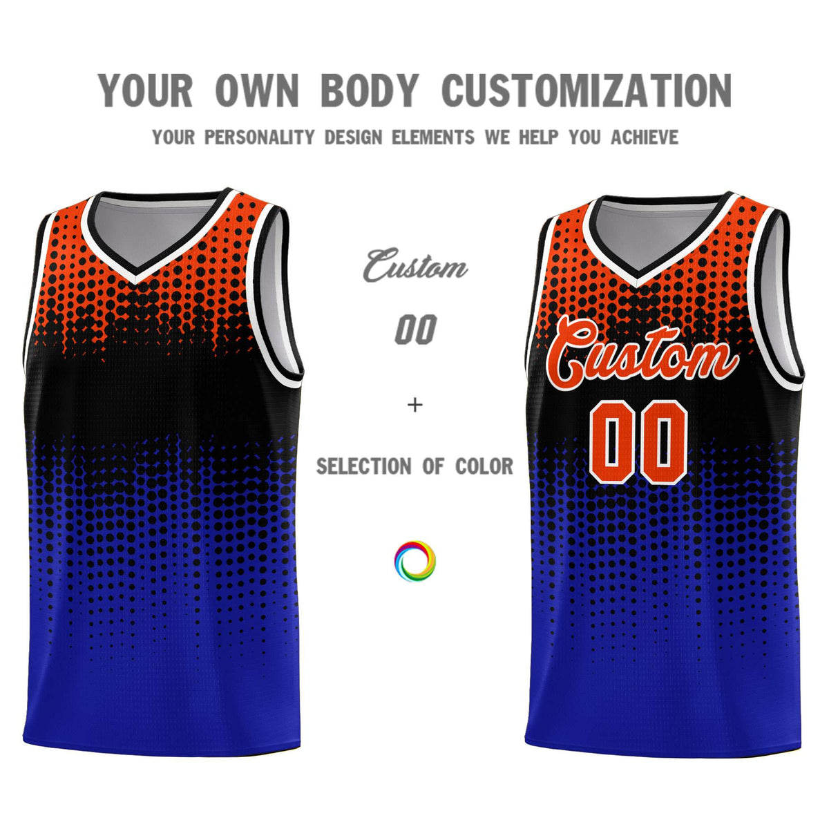 Custom Royal Gradient Dots Design Pattern Sports Uniform Basketball Jersey