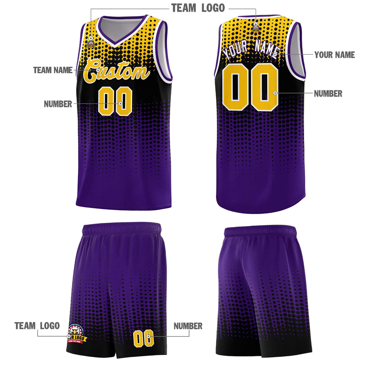 Custom Purple Gradient Dots Design Pattern Sports Uniform Basketball Jersey