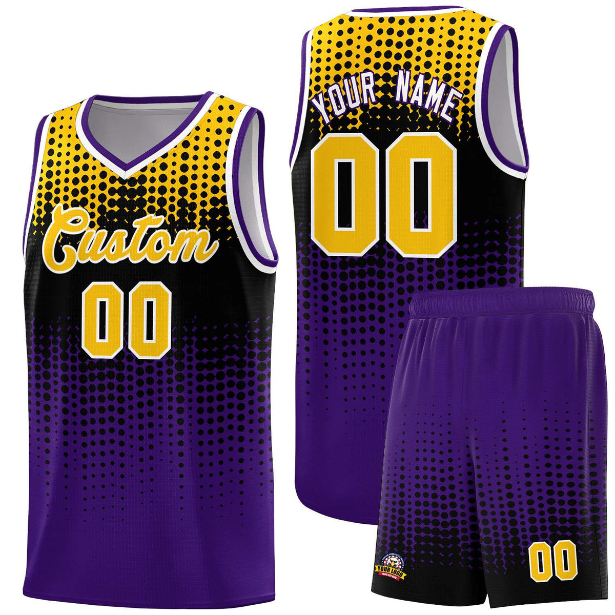 Custom Purple Gradient Dots Design Pattern Sports Uniform Basketball Jersey