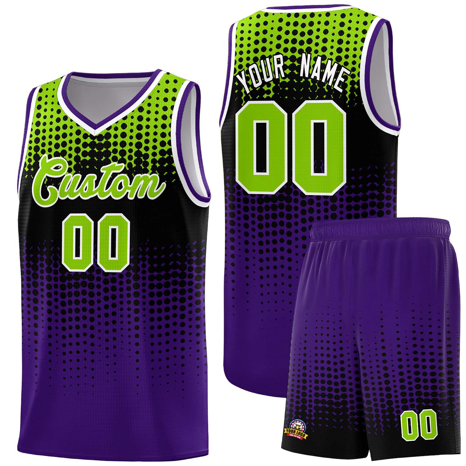 Custom Purple Gradient Dots Design Pattern Sports Uniform Basketball Jersey