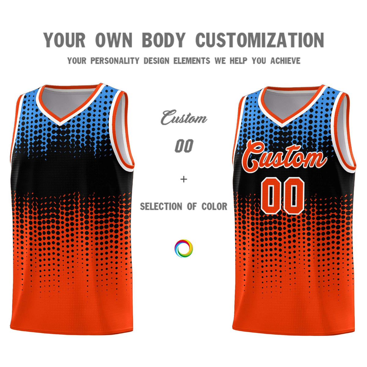 Custom Orange Gradient Dots Design Pattern Sports Uniform Basketball Jersey