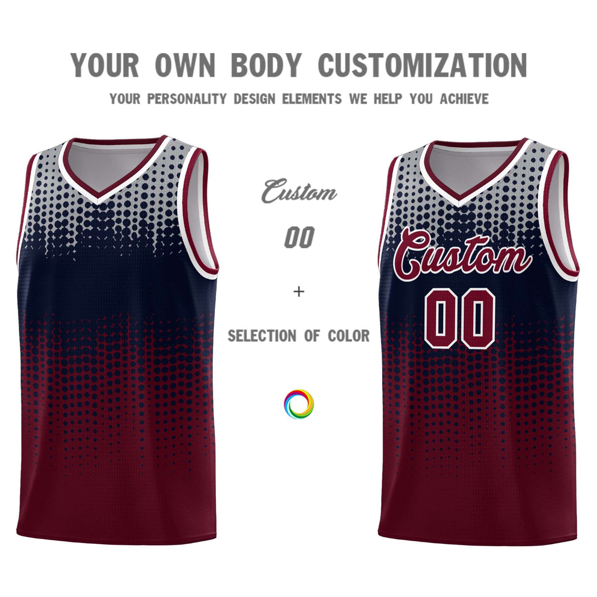 Custom Crimson Gradient Dots Design Pattern Sports Uniform Basketball Jersey