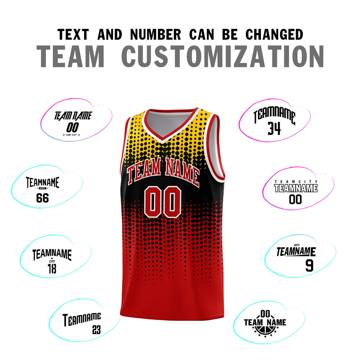 Custom Red Gradient Dots Design Pattern Sports Uniform Basketball Jersey