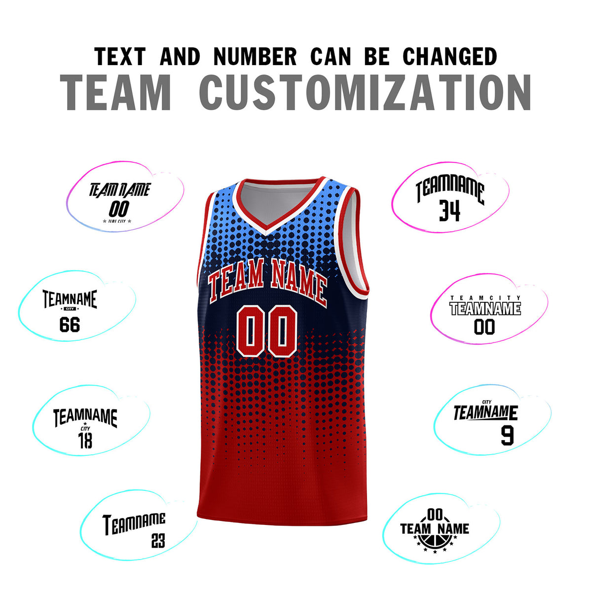 Custom Red Gradient Dots Design Pattern Sports Uniform Basketball Jersey