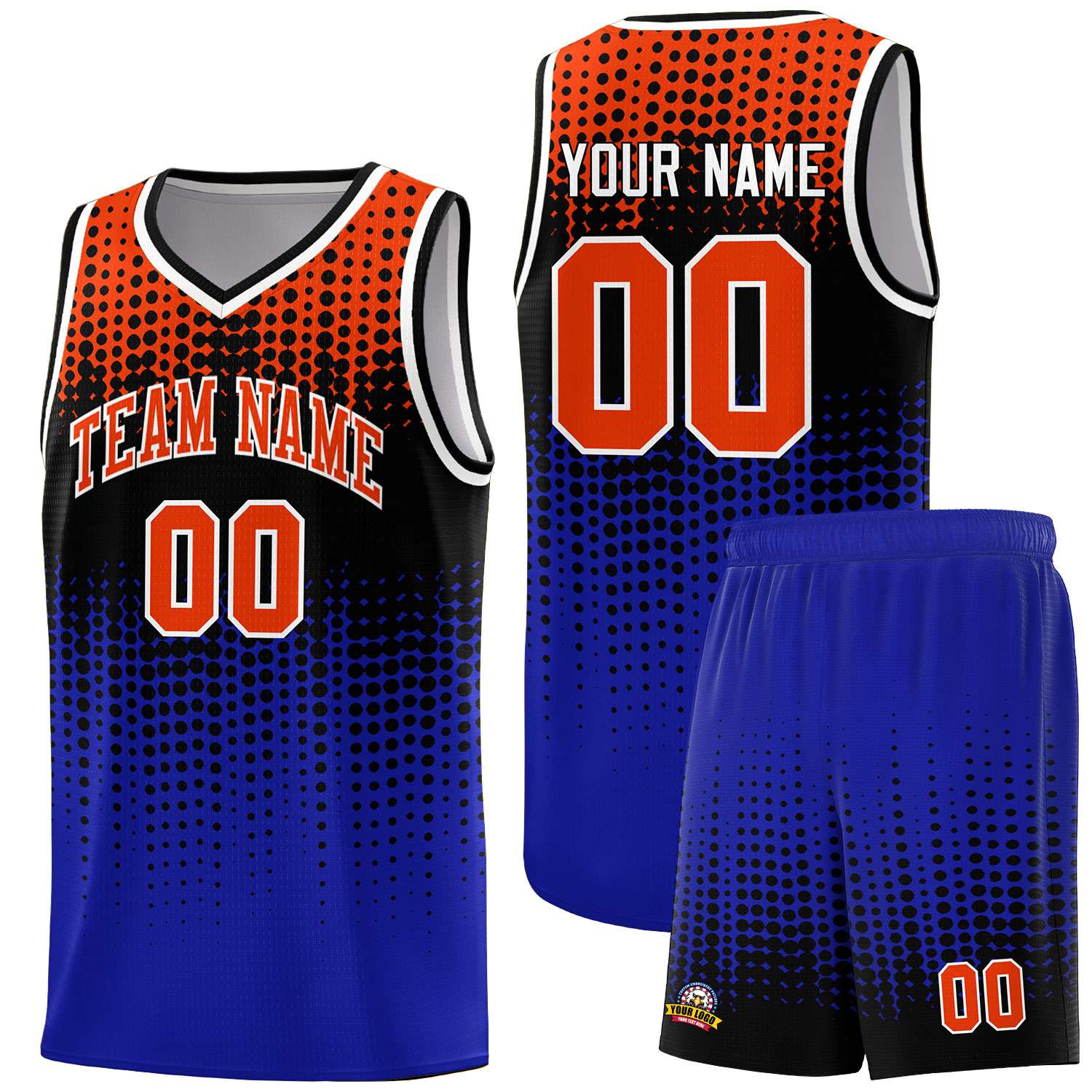 Custom Royal Gradient Dots Design Pattern Sports Uniform Basketball Jersey