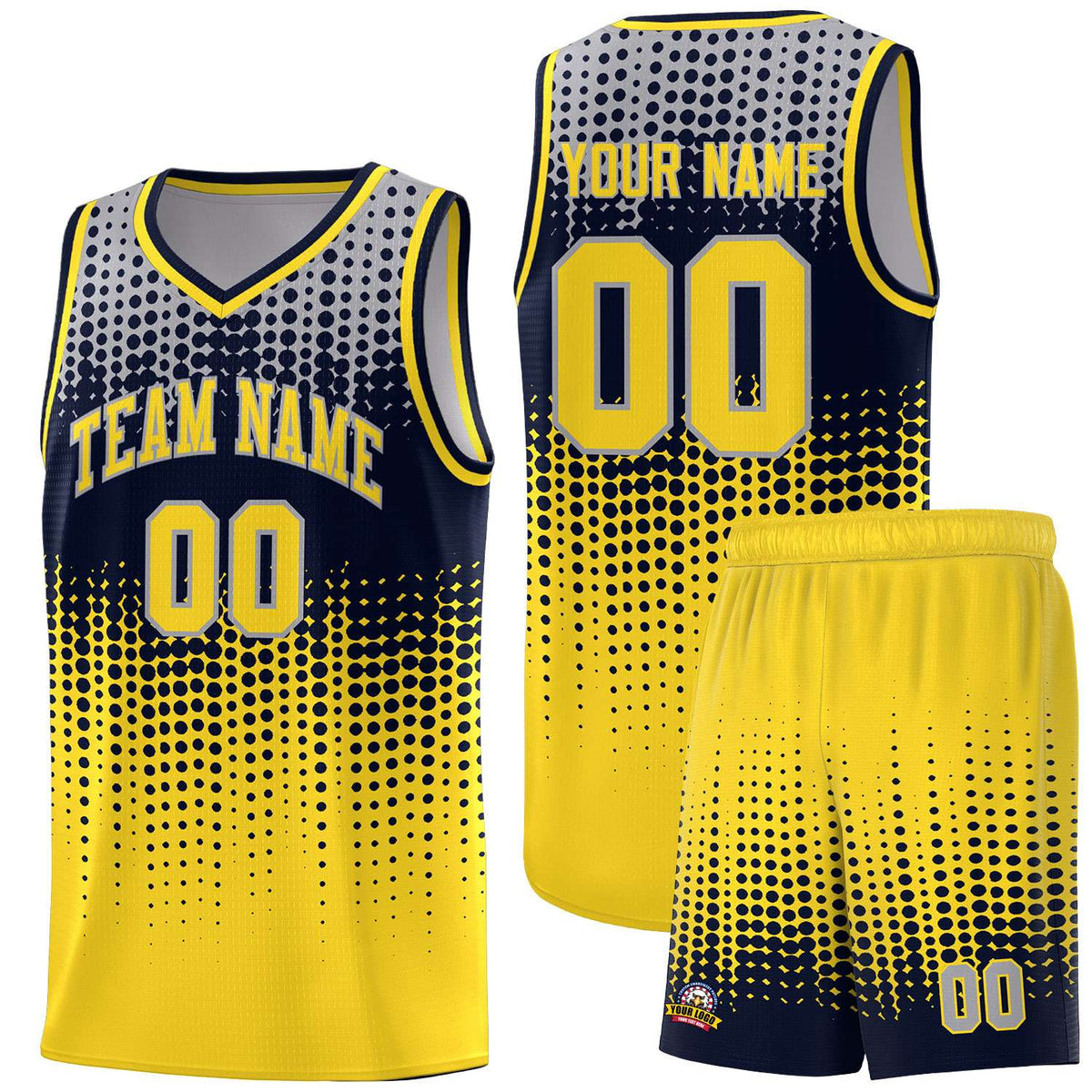 Custom Gold Gradient Dots Design Pattern Sports Uniform Basketball Jersey