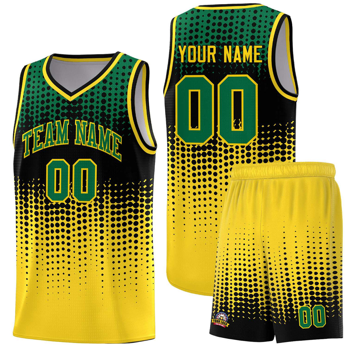 Custom Gold Gradient Dots Design Pattern Sports Uniform Basketball Jersey