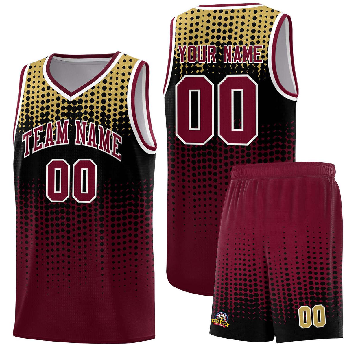 Custom Crimson Gradient Dots Design Pattern Sports Uniform Basketball Jersey