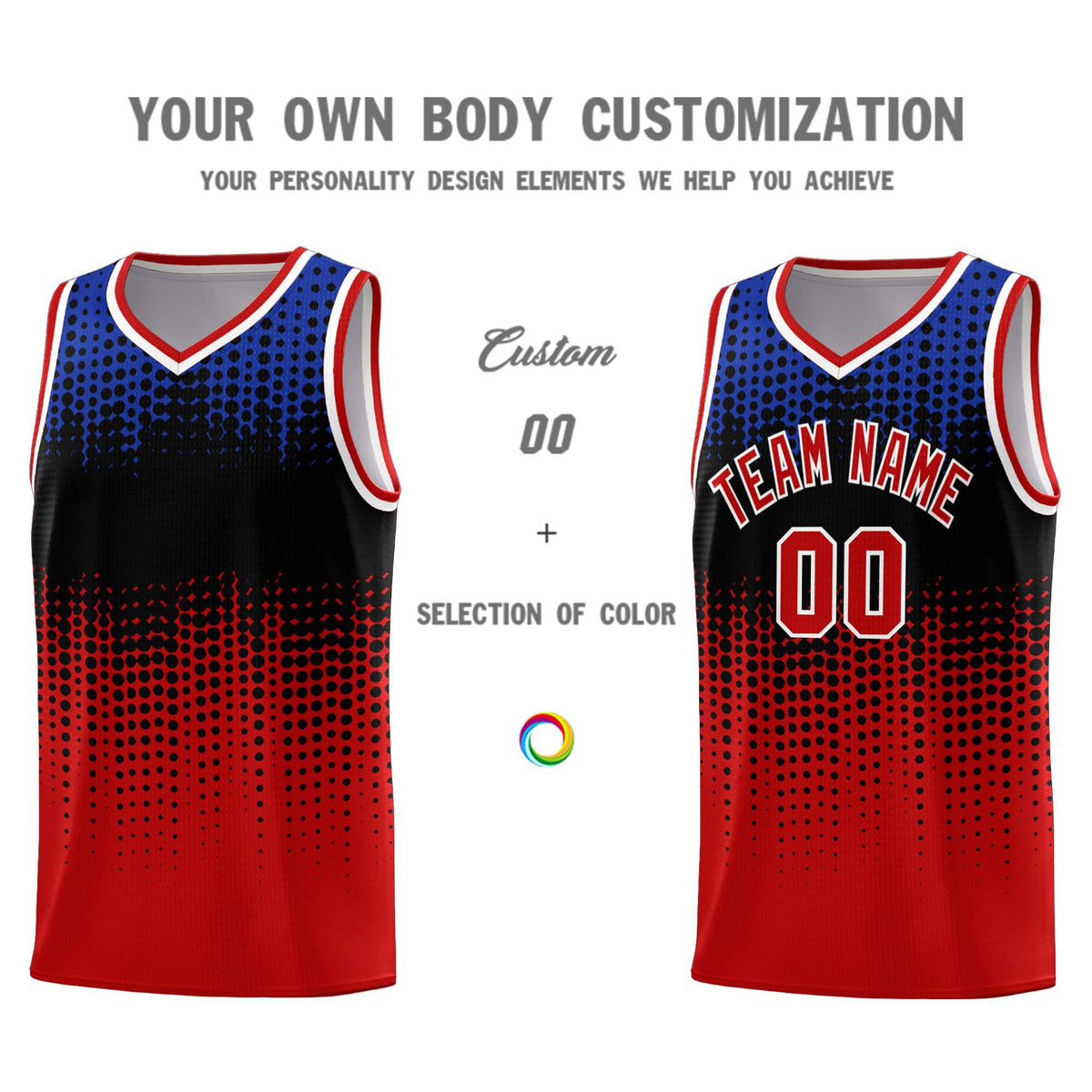 Custom Red Gradient Dots Design Pattern Sports Uniform Basketball Jersey