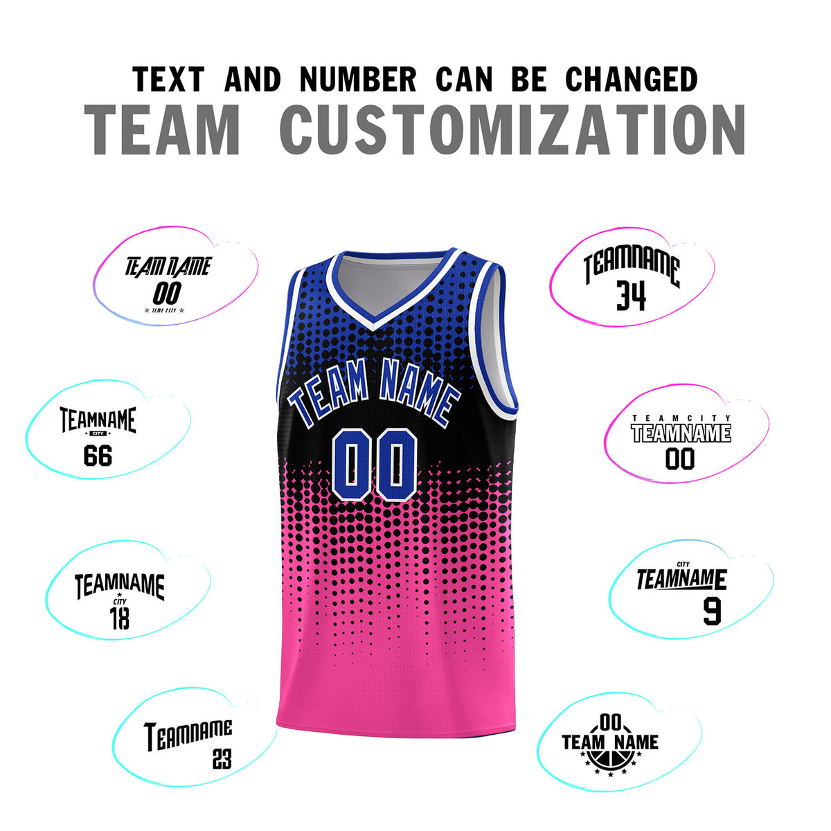 Custom Pink Gradient Dots Design Pattern Sports Uniform Basketball Jersey