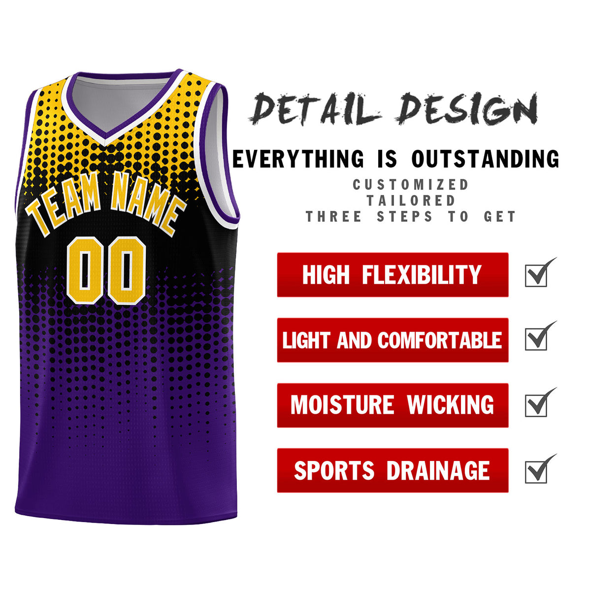 Custom Purple Gradient Dots Design Pattern Sports Uniform Basketball Jersey