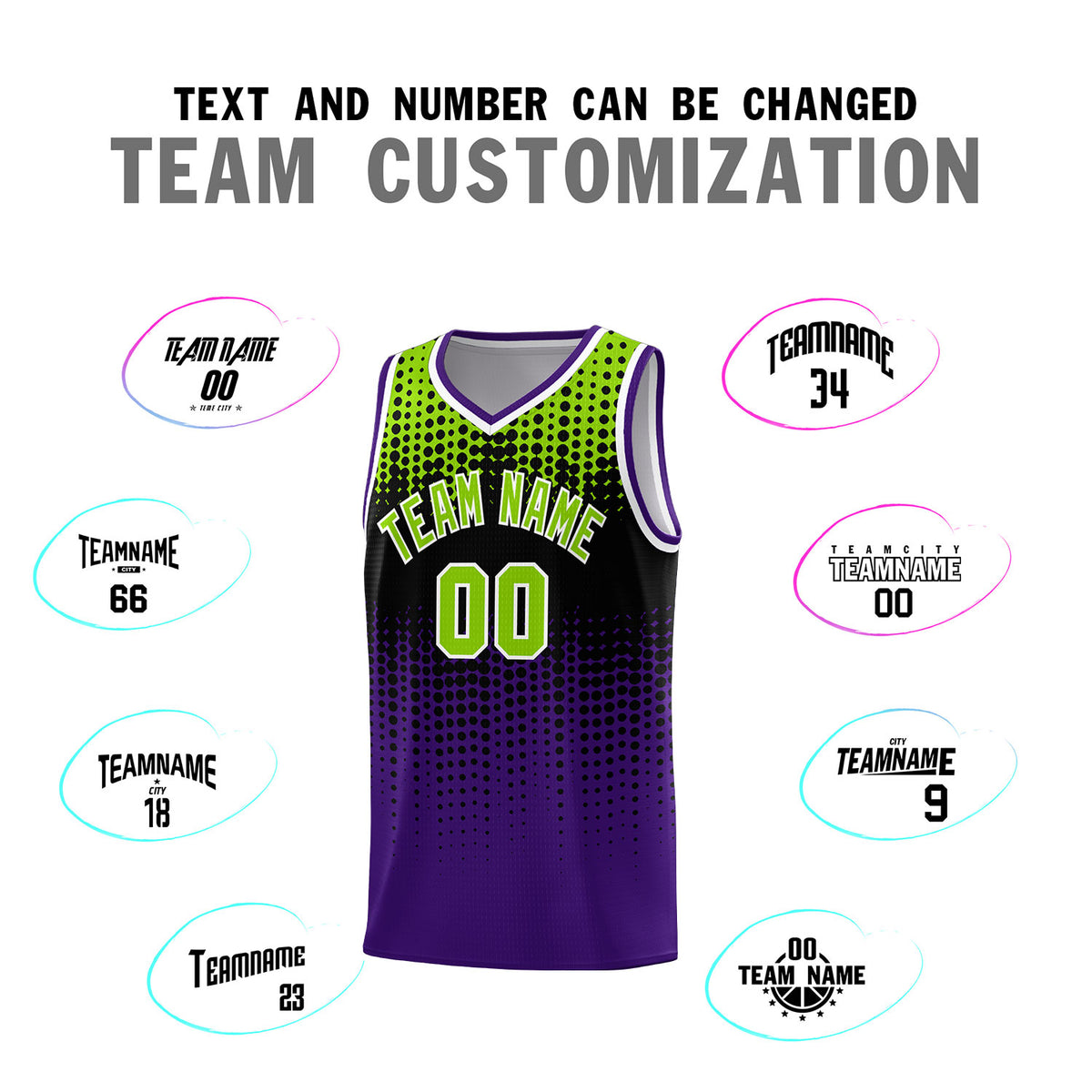Custom Purple Gradient Dots Design Pattern Sports Uniform Basketball Jersey