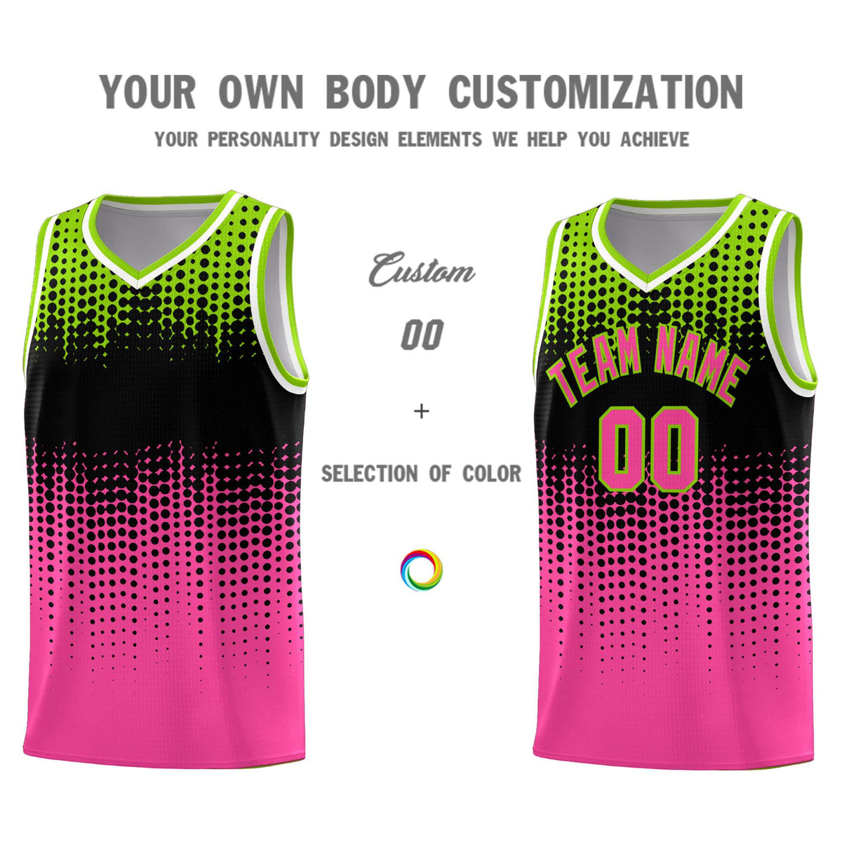 Custom Pink Gradient Dots Design Pattern Sports Uniform Basketball Jersey