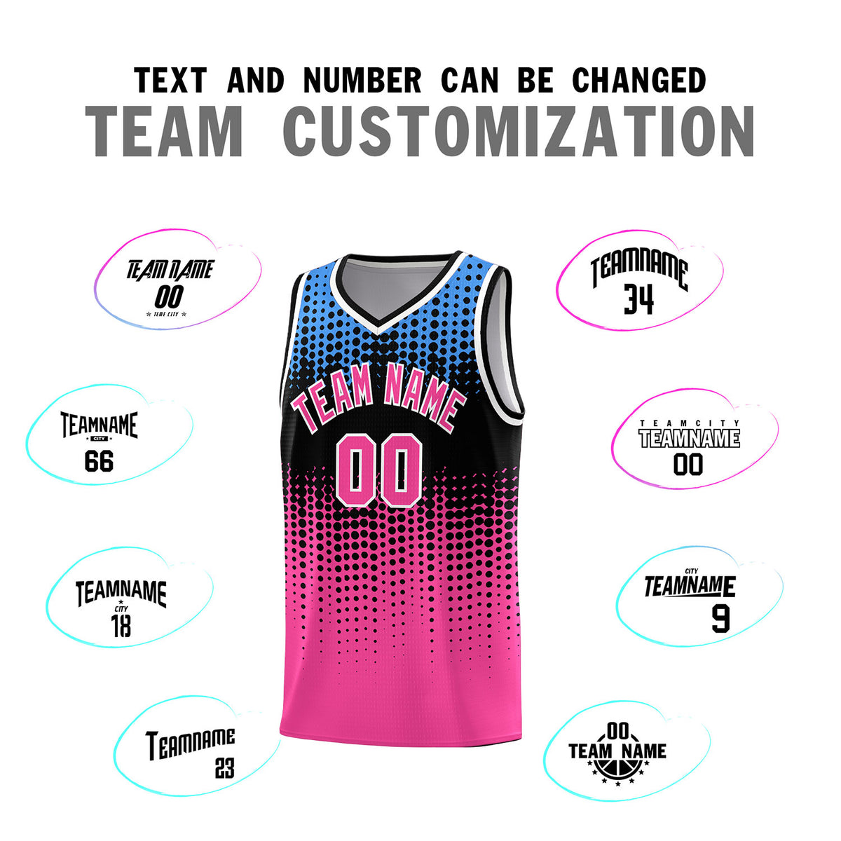 Custom Pink Gradient Dots Design Pattern Sports Uniform Basketball Jersey