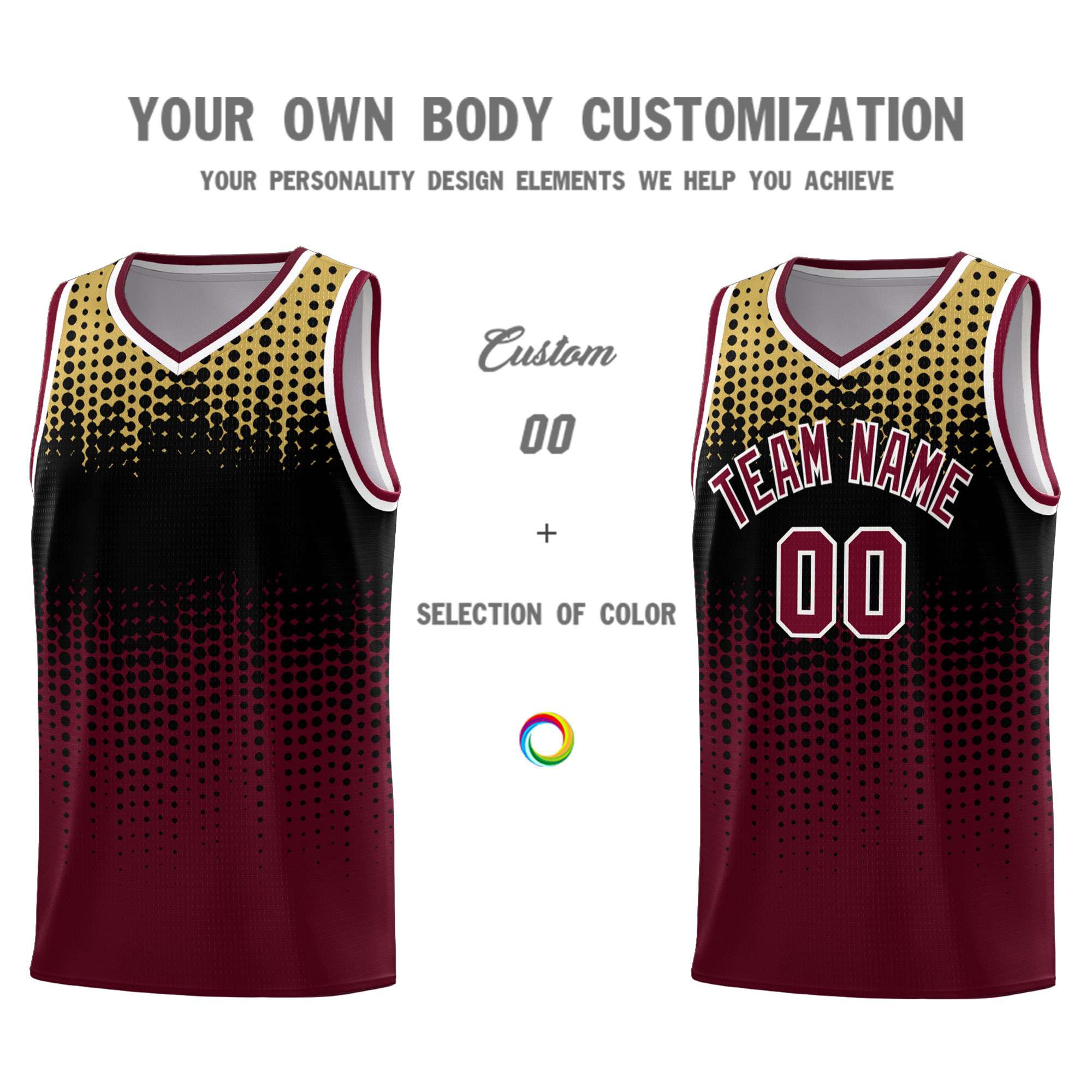 Custom Crimson Gradient Dots Design Pattern Sports Uniform Basketball Jersey