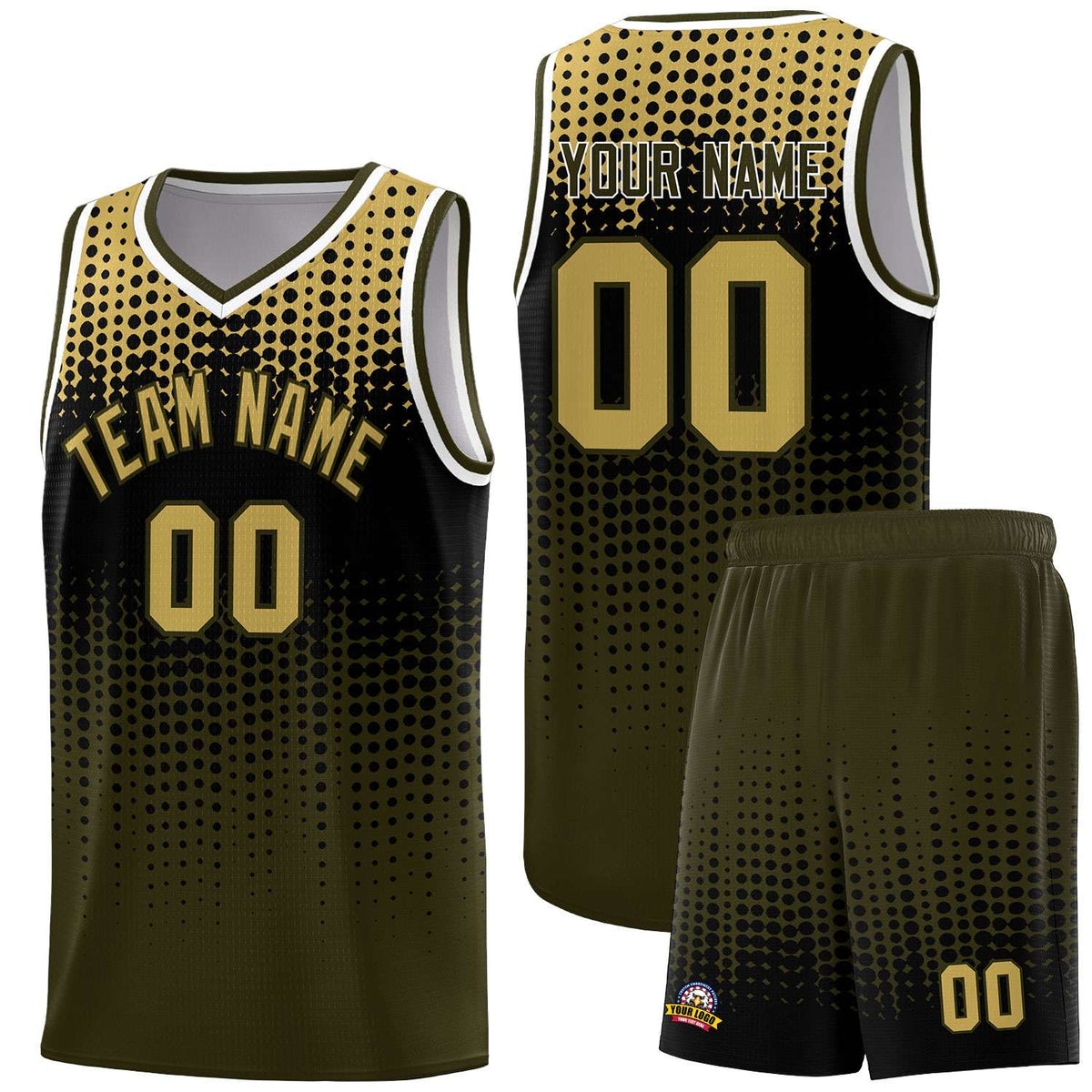 Custom Olive Gradient Dots Design Pattern Sports Uniform Basketball Jersey