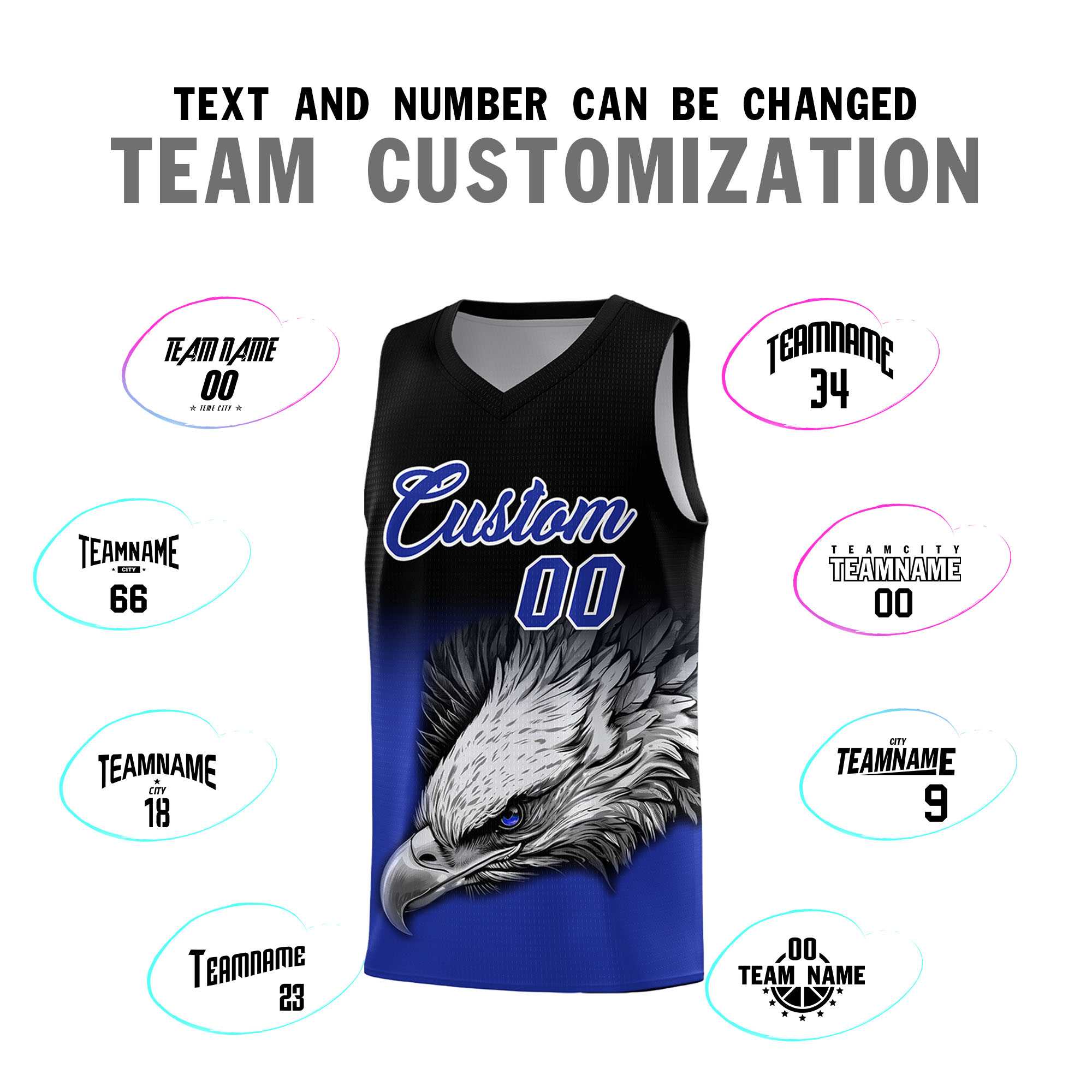 Custom Black Yellow Basketball Kits with Eagle Pattern