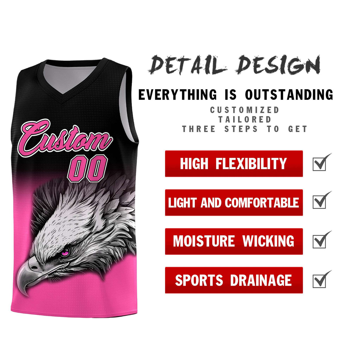 Custom Orange Purple Basketball Kits with Eagle Pattern