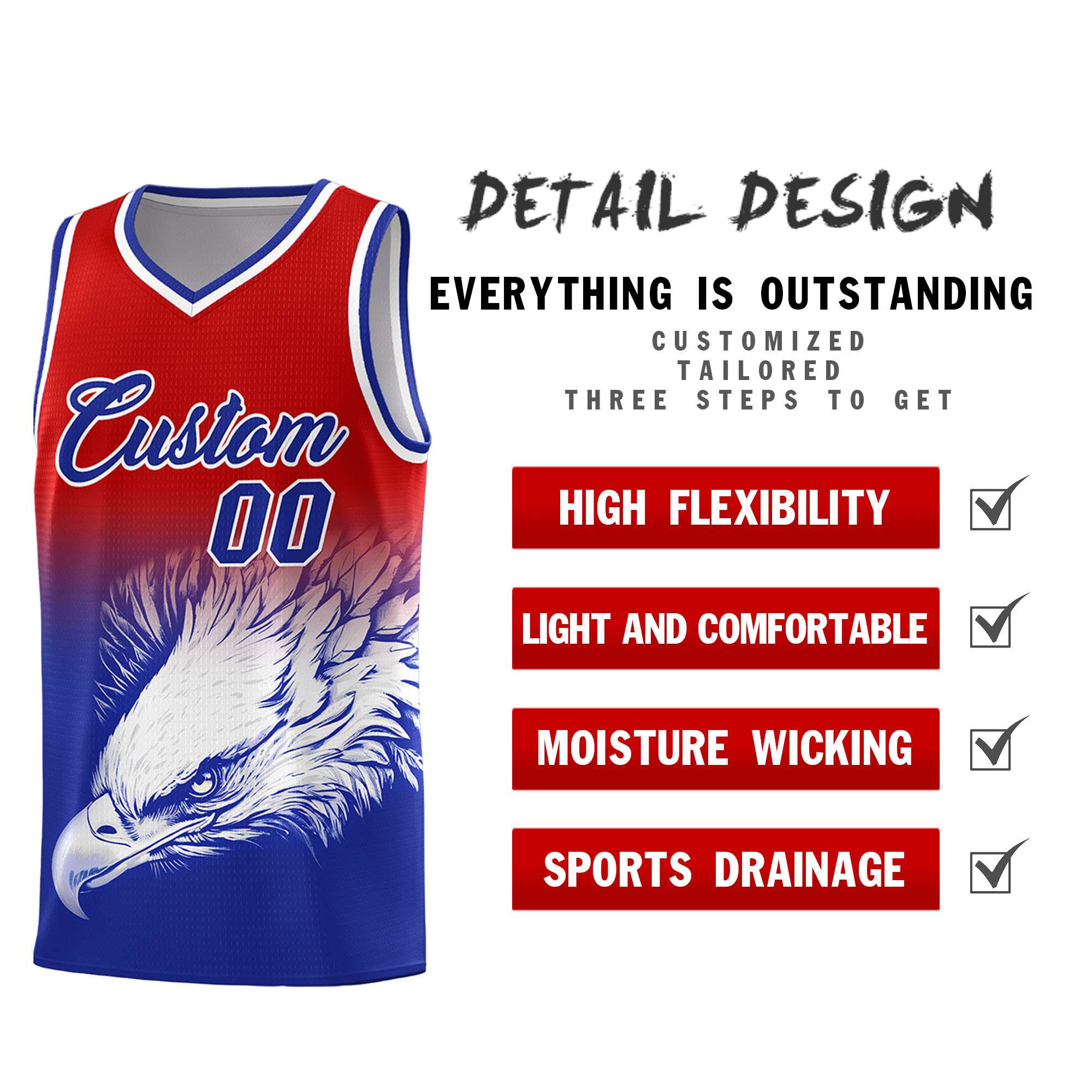 Custom Navy Gray Basketball Kits with Eagle Pattern