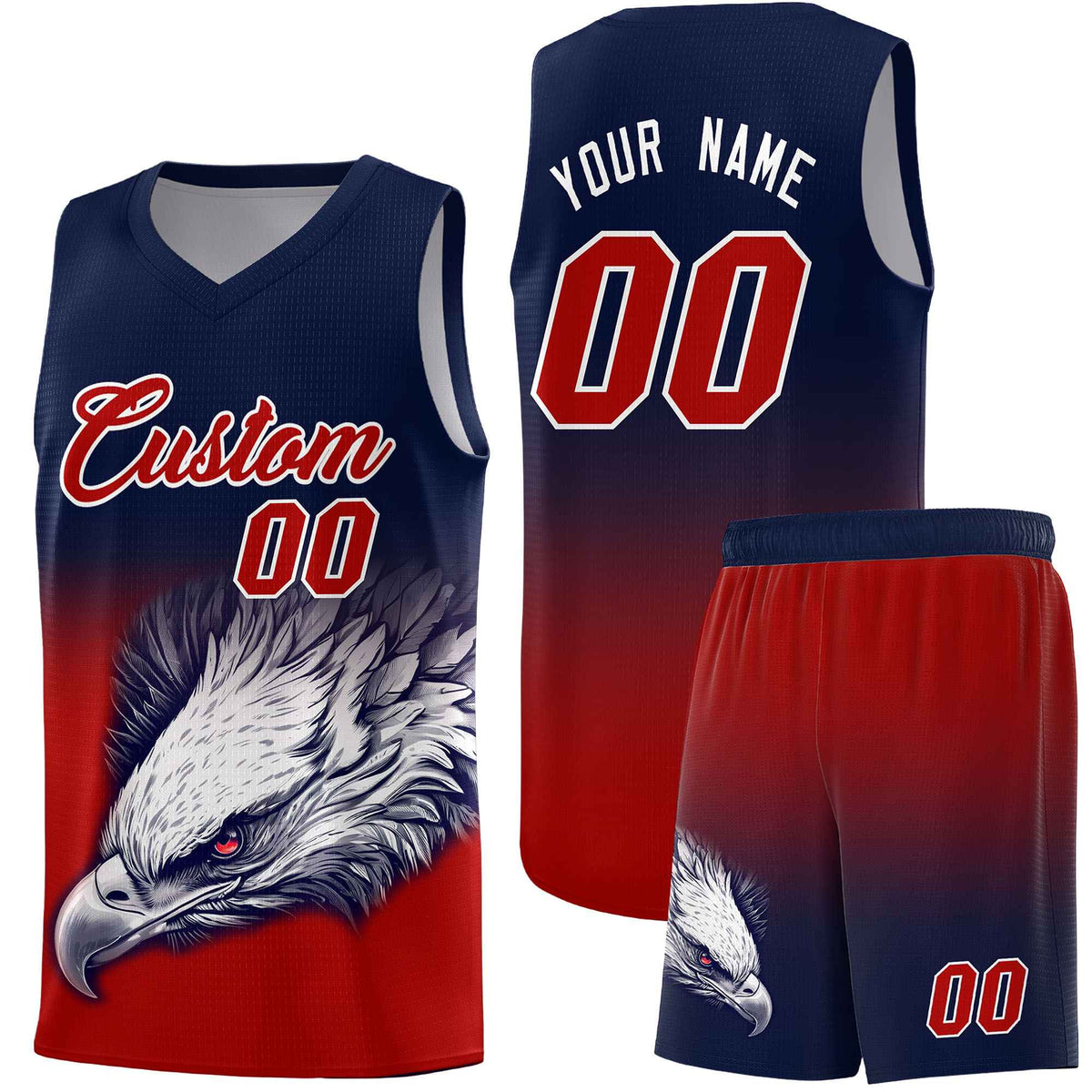 Custom Navy Neon Green Basketball Kits with Eagle Pattern