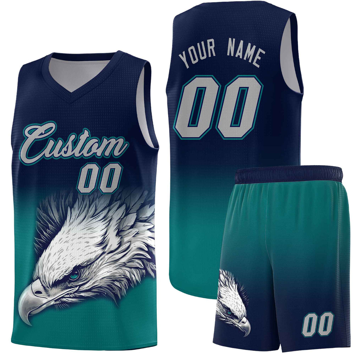 Custom Red Gray Basketball Kits with Eagle Pattern