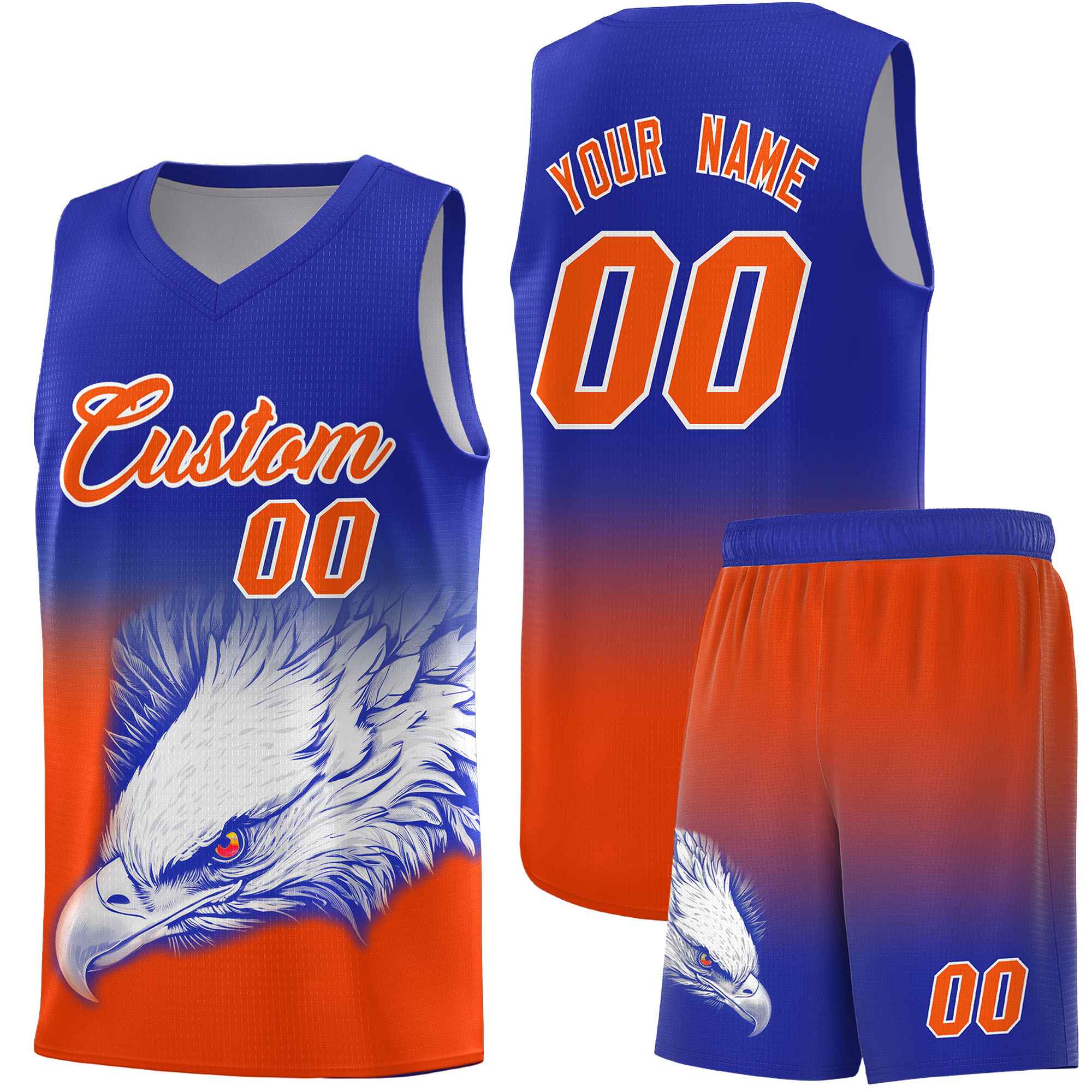 Custom Red Navy Basketball Kits with Eagle Pattern