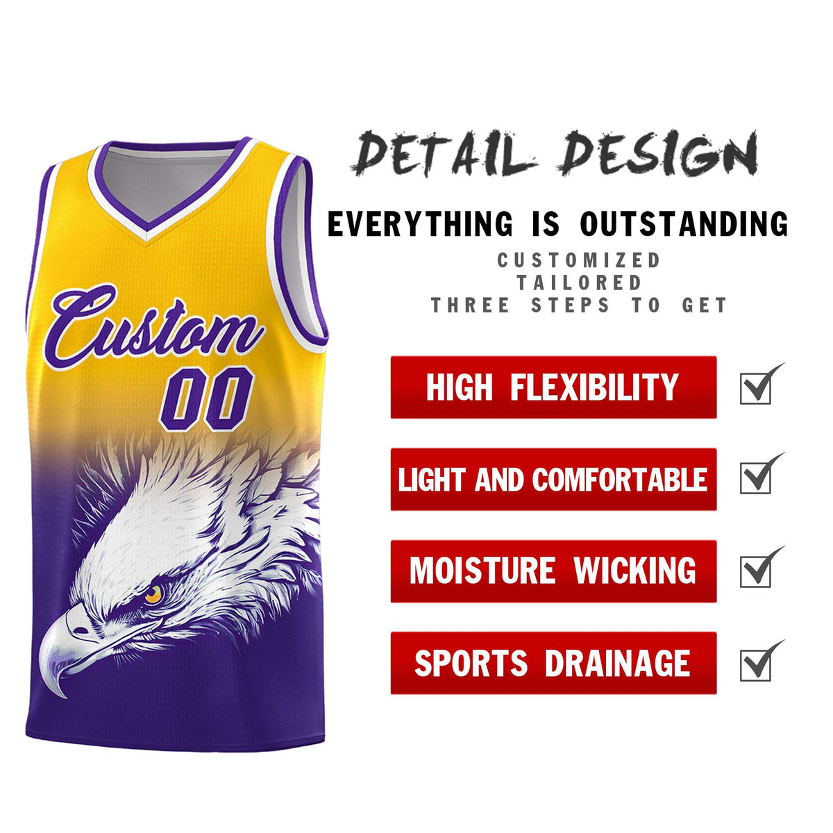 Custom Black Gray Basketball Kits with Eagle Pattern