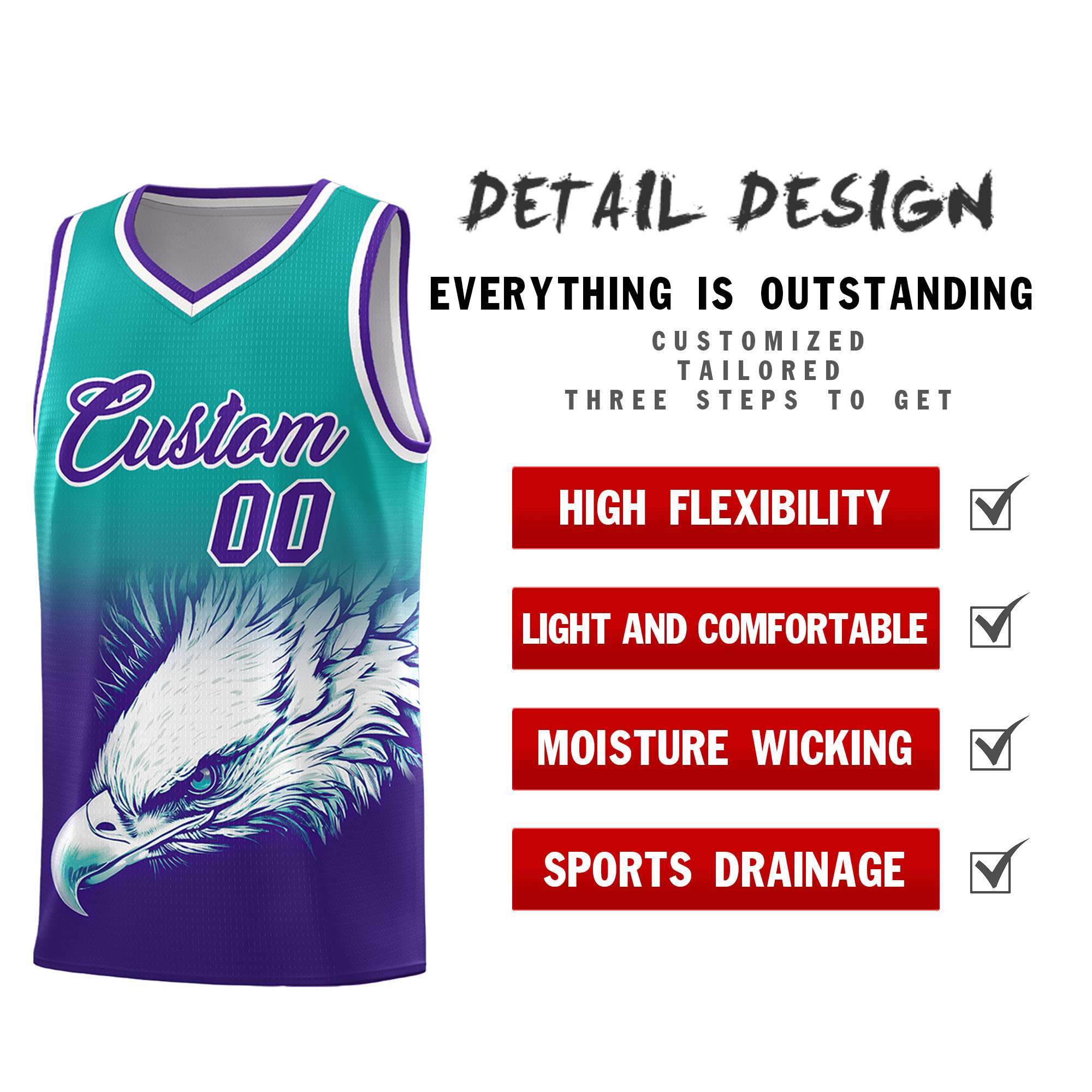 Custom Black Olive Basketball Kits with Eagle Pattern