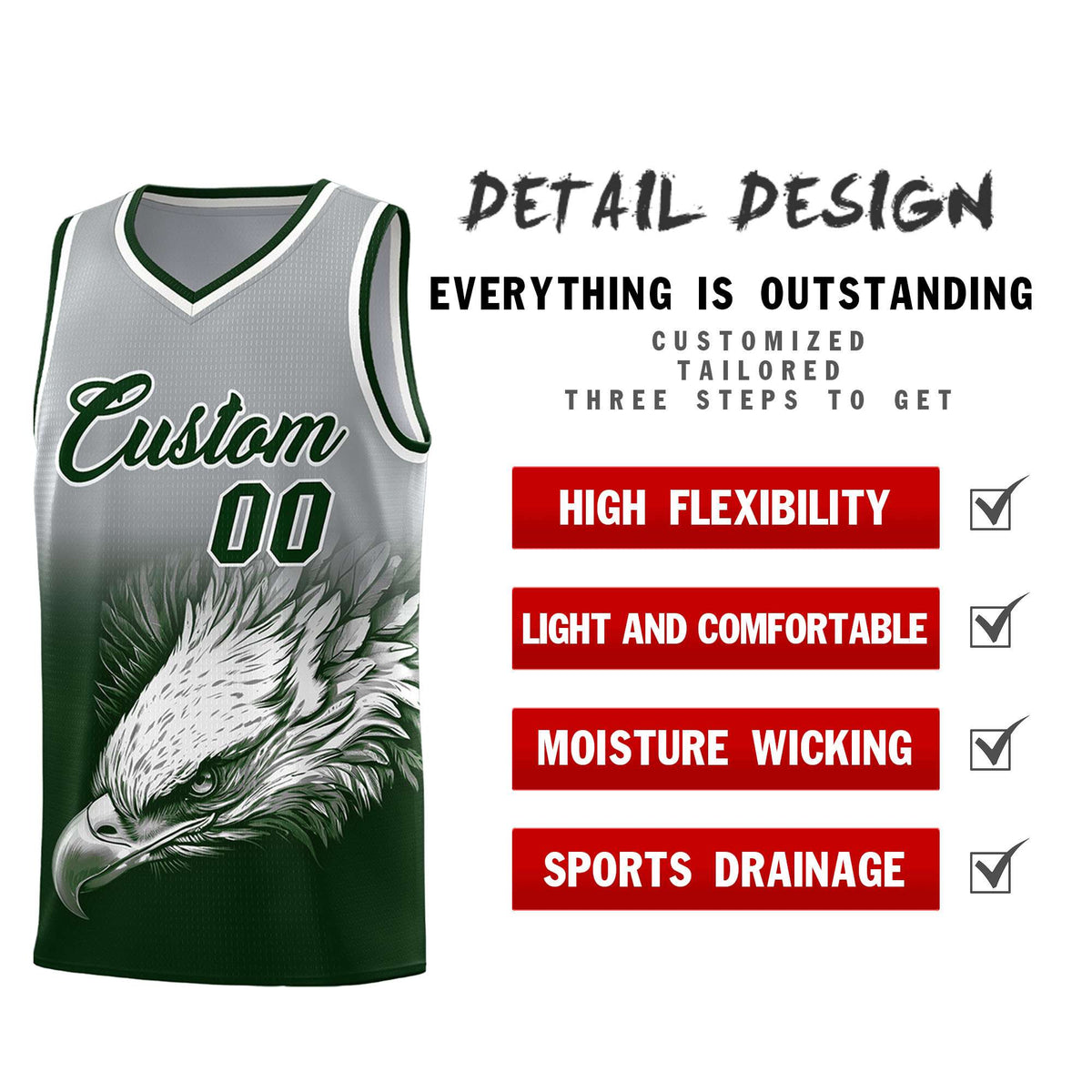 Custom Black Yellow Basketball Kits with Eagle Pattern