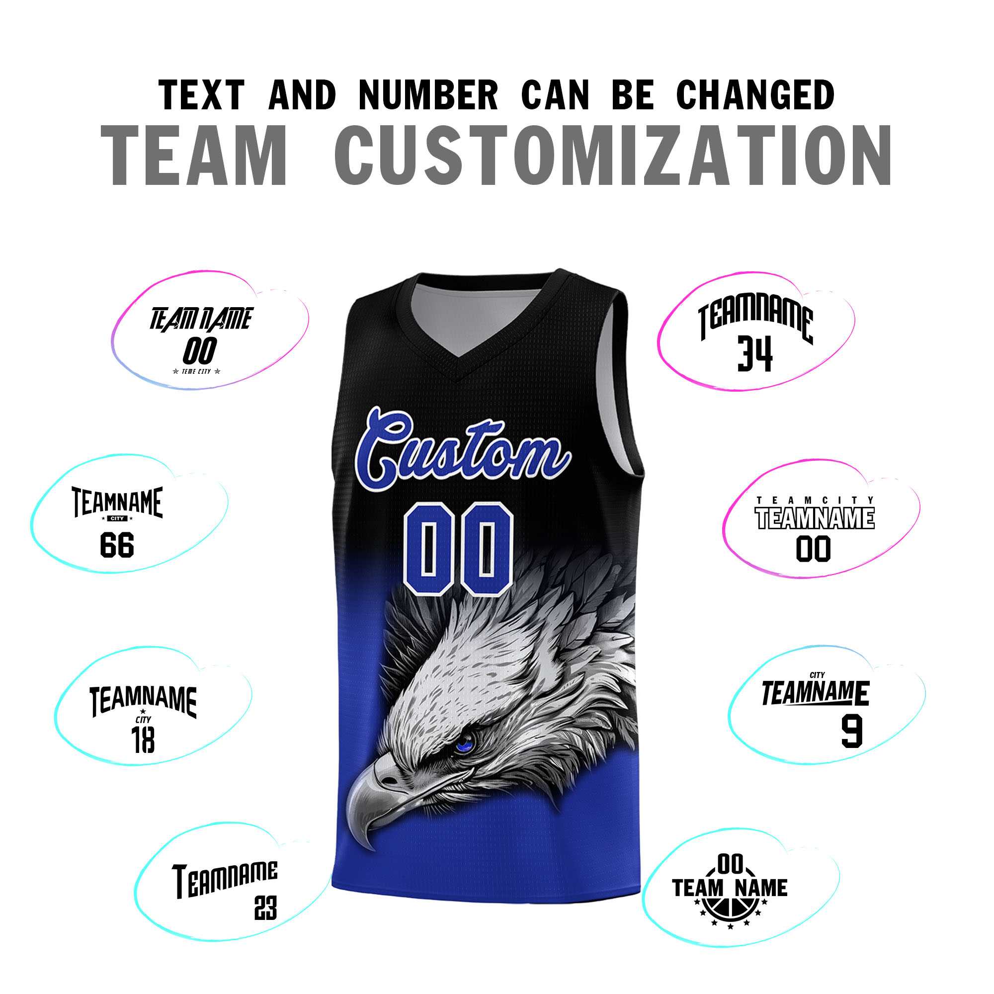 Custom Black Yellow Basketball Kits with Eagle Pattern