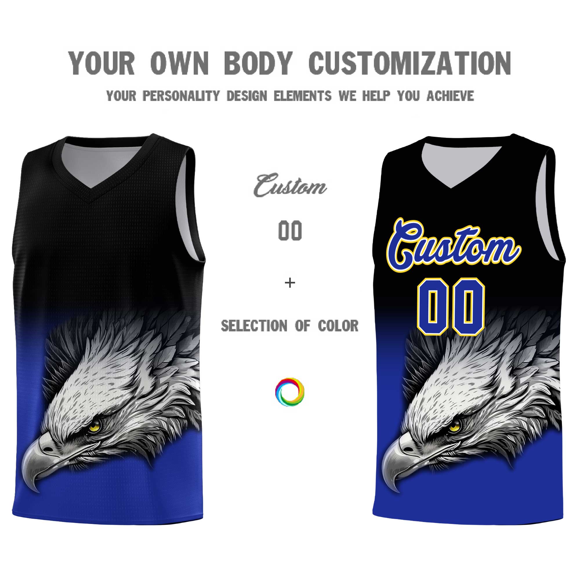 Custom Gray Powder Blue Basketball Kits with Eagle Pattern