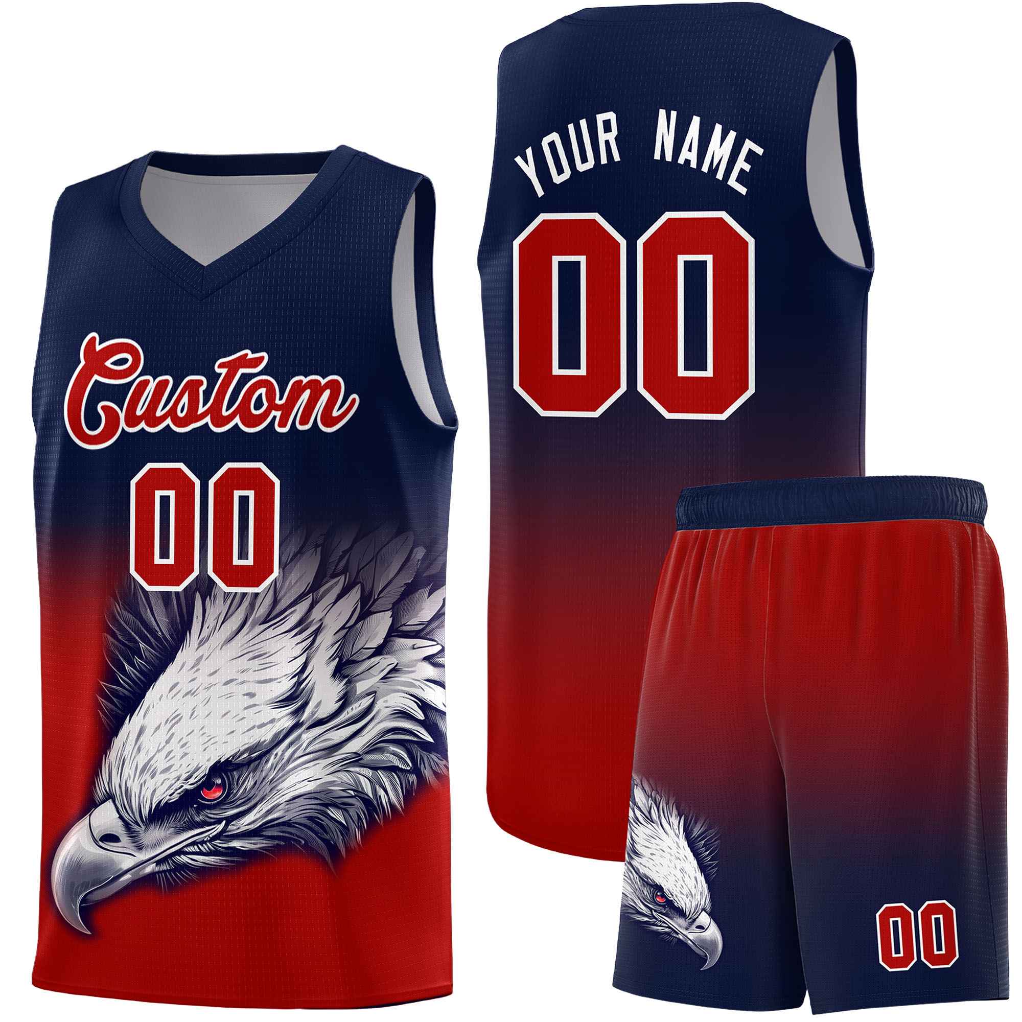 Custom Navy Neon Green Basketball Kits with Eagle Pattern