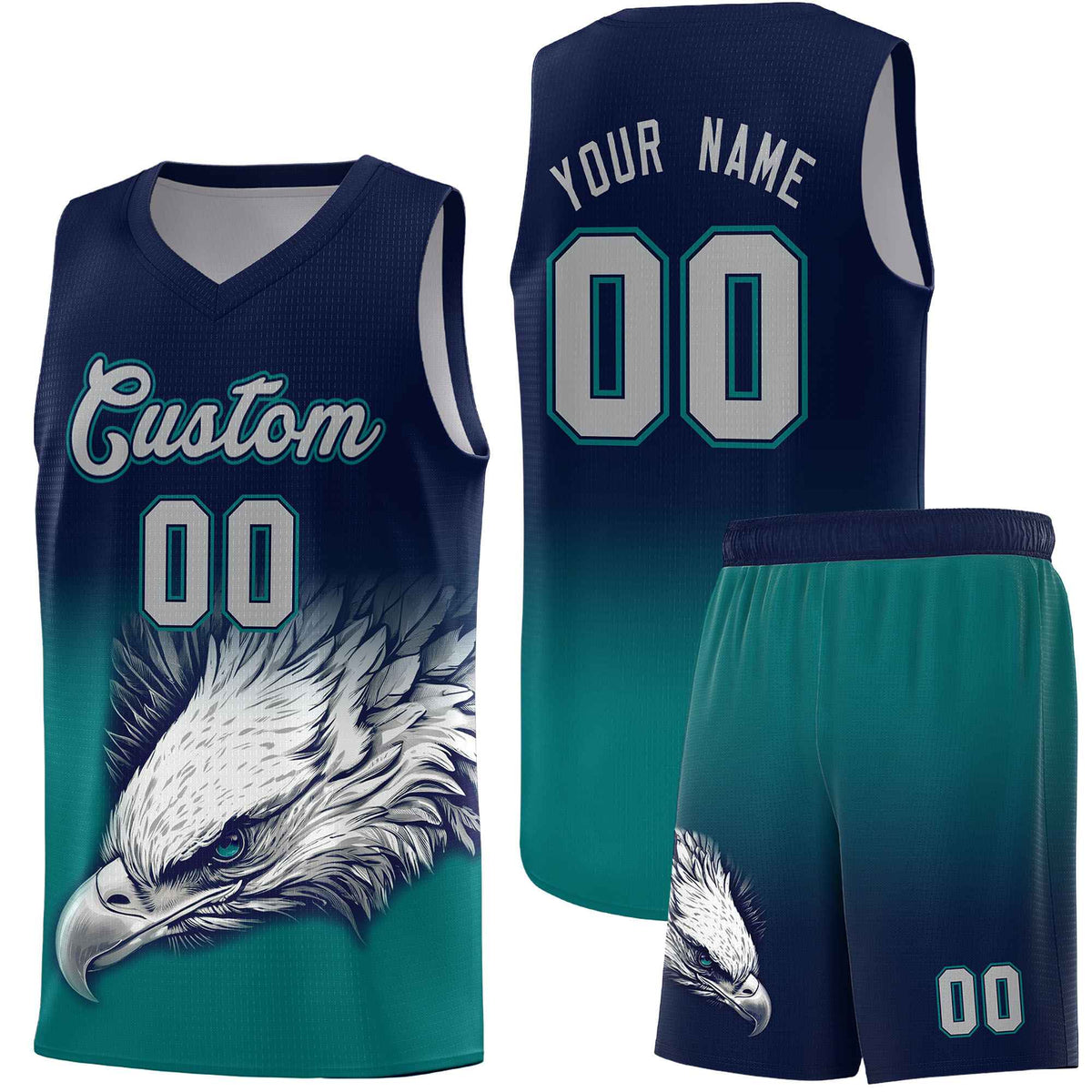 Custom Red Gray Basketball Kits with Eagle Pattern