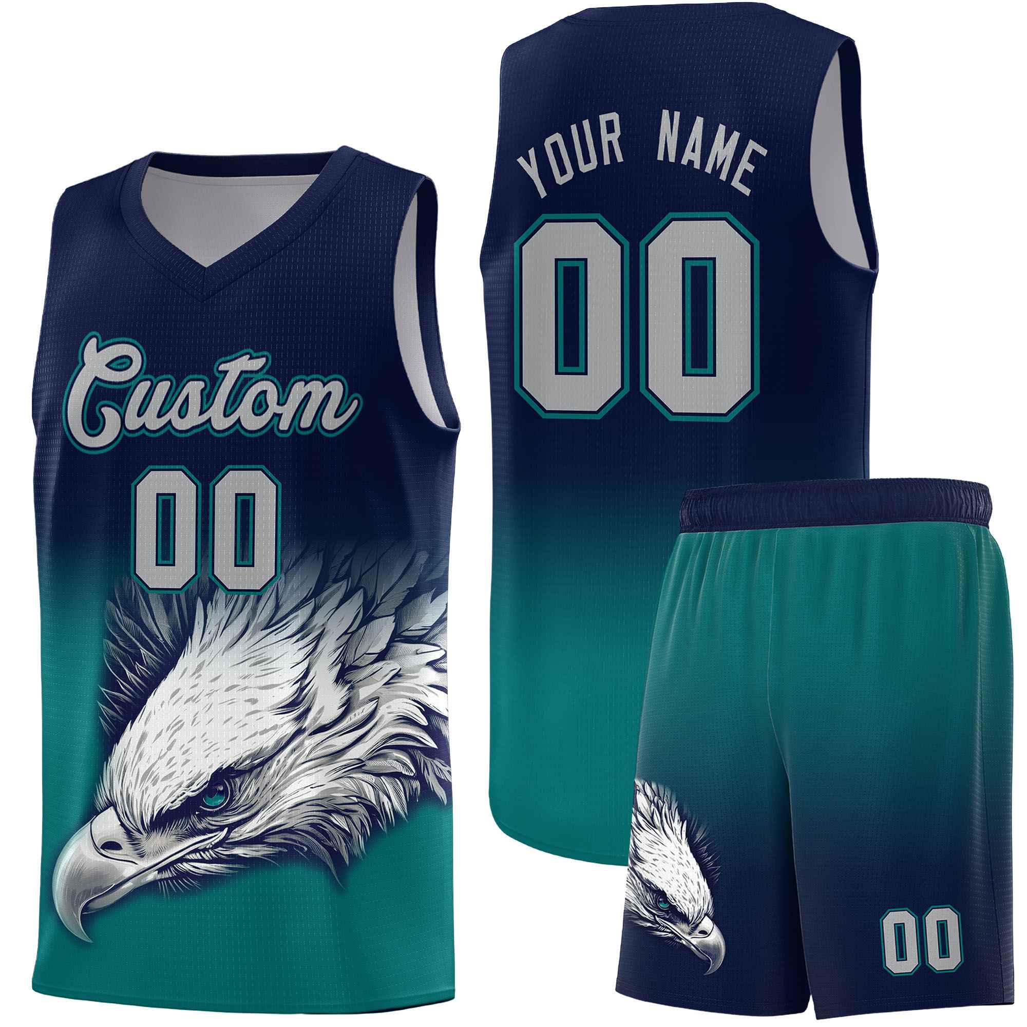 Custom Red Gray Basketball Kits with Eagle Pattern