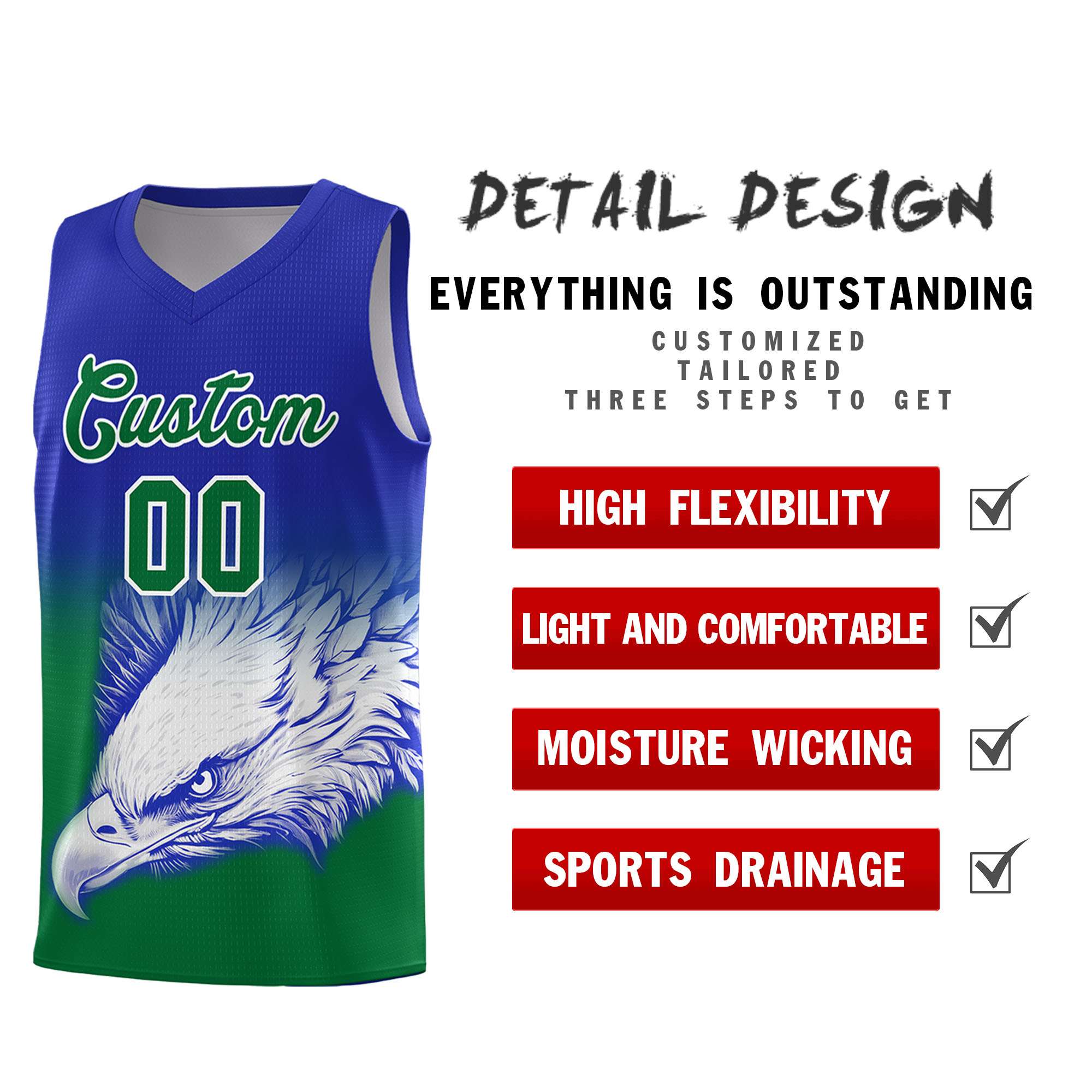 Custom Black Crimson Basketball Kits with Eagle Pattern