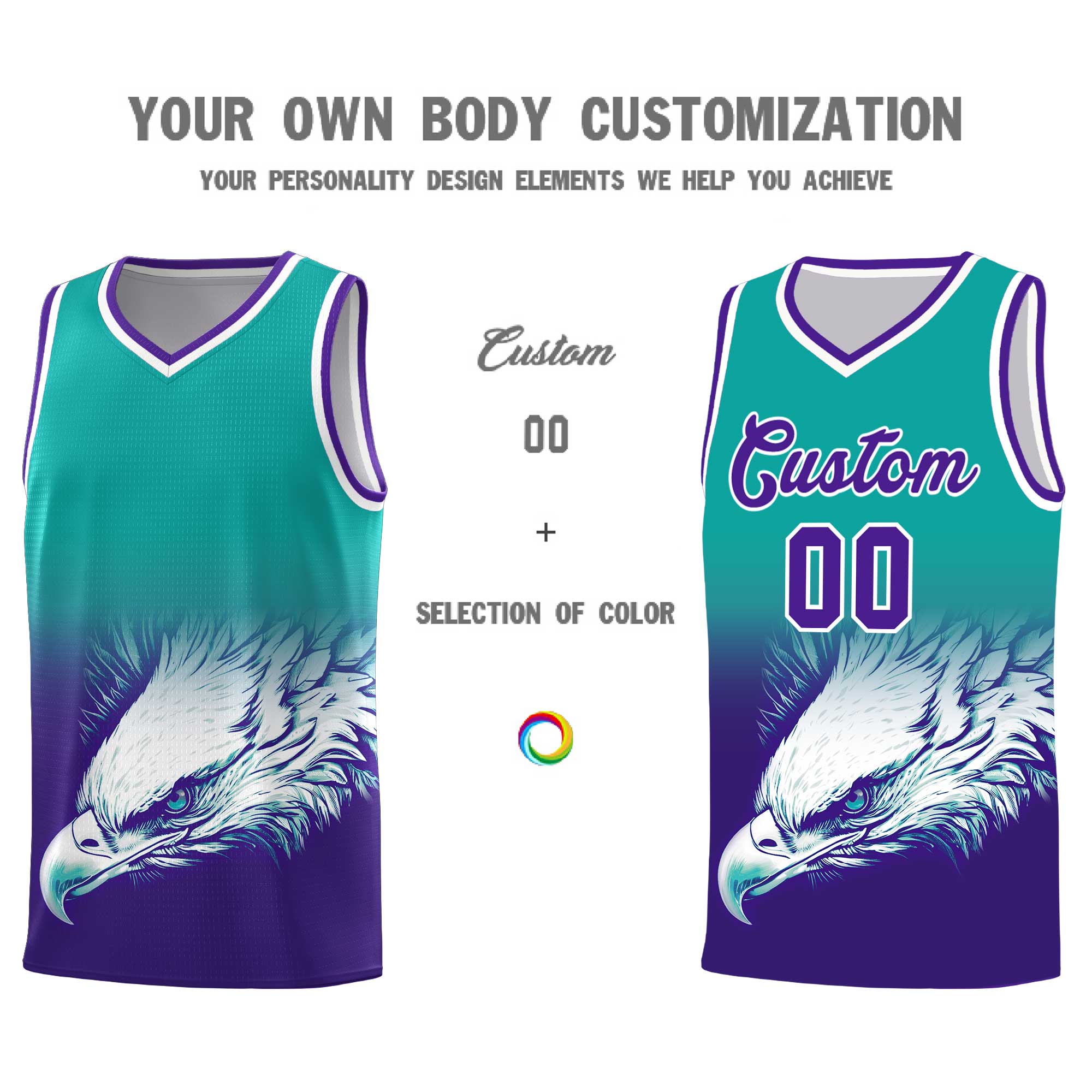 Custom Black Olive Basketball Kits with Eagle Pattern
