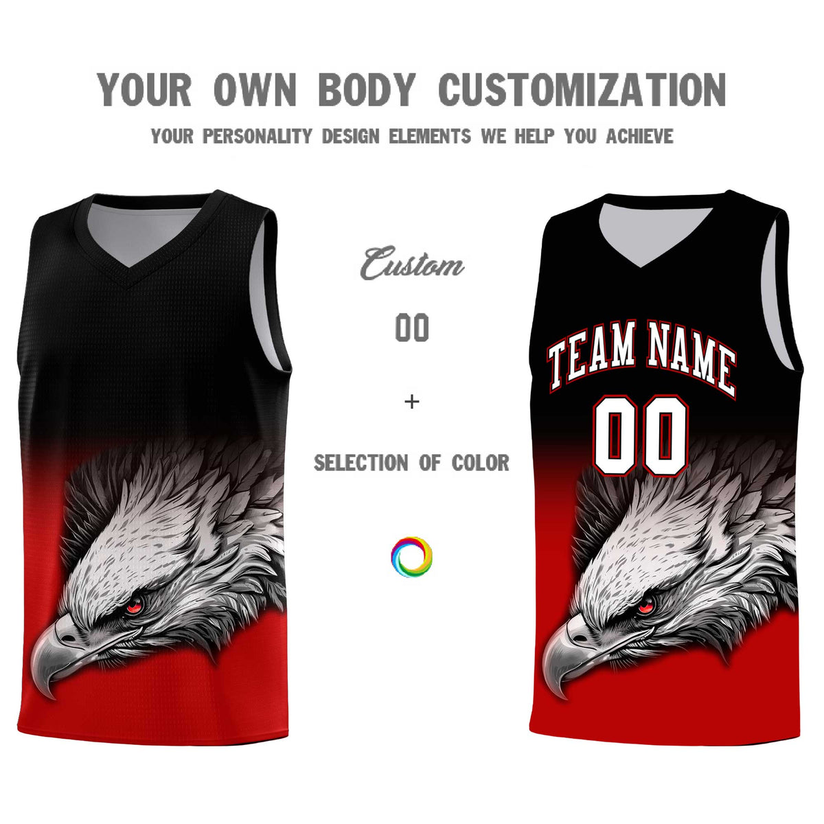 Custom Red Green Basketball Kits with Eagle Pattern
