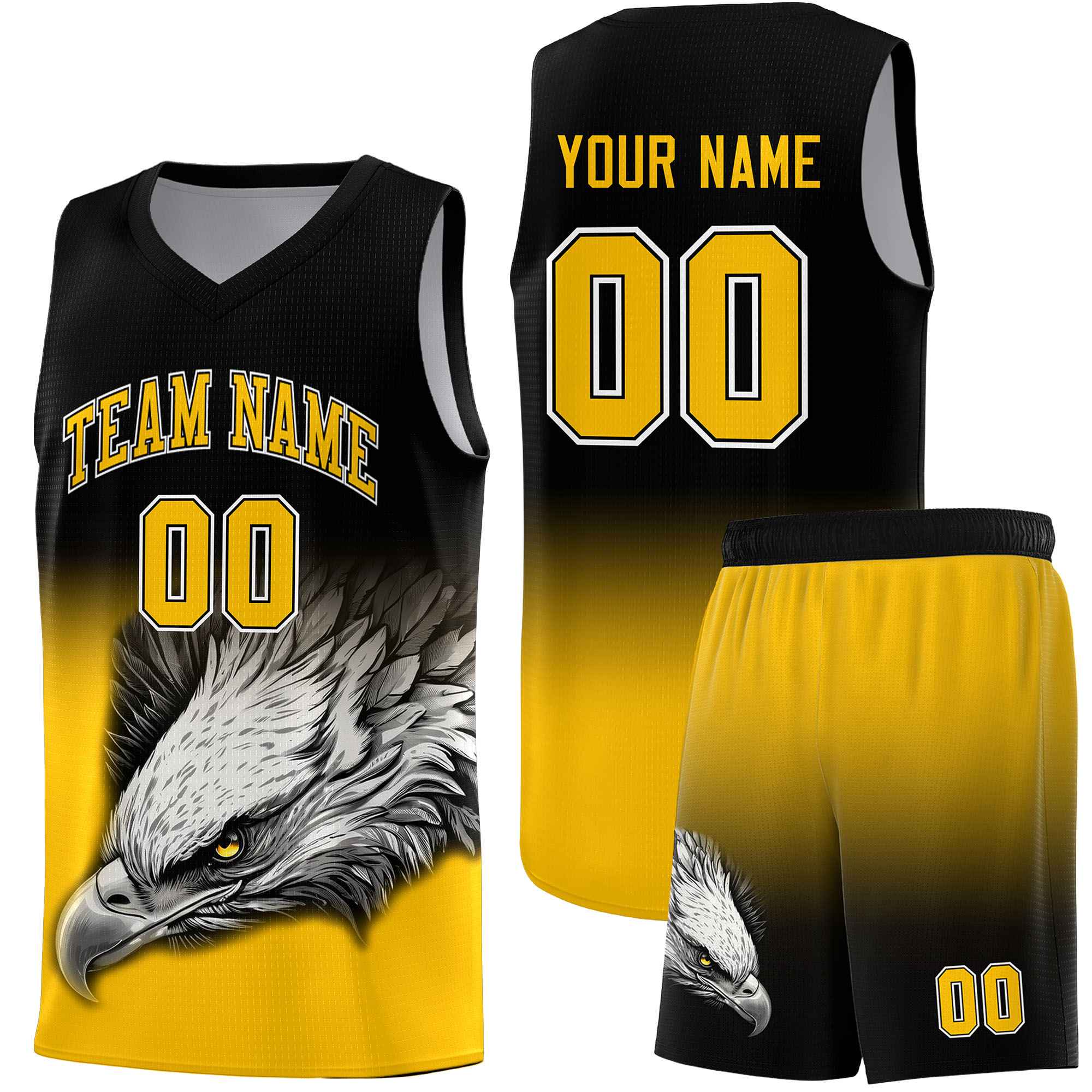 Custom Gray Green Basketball Kits with Eagle Pattern