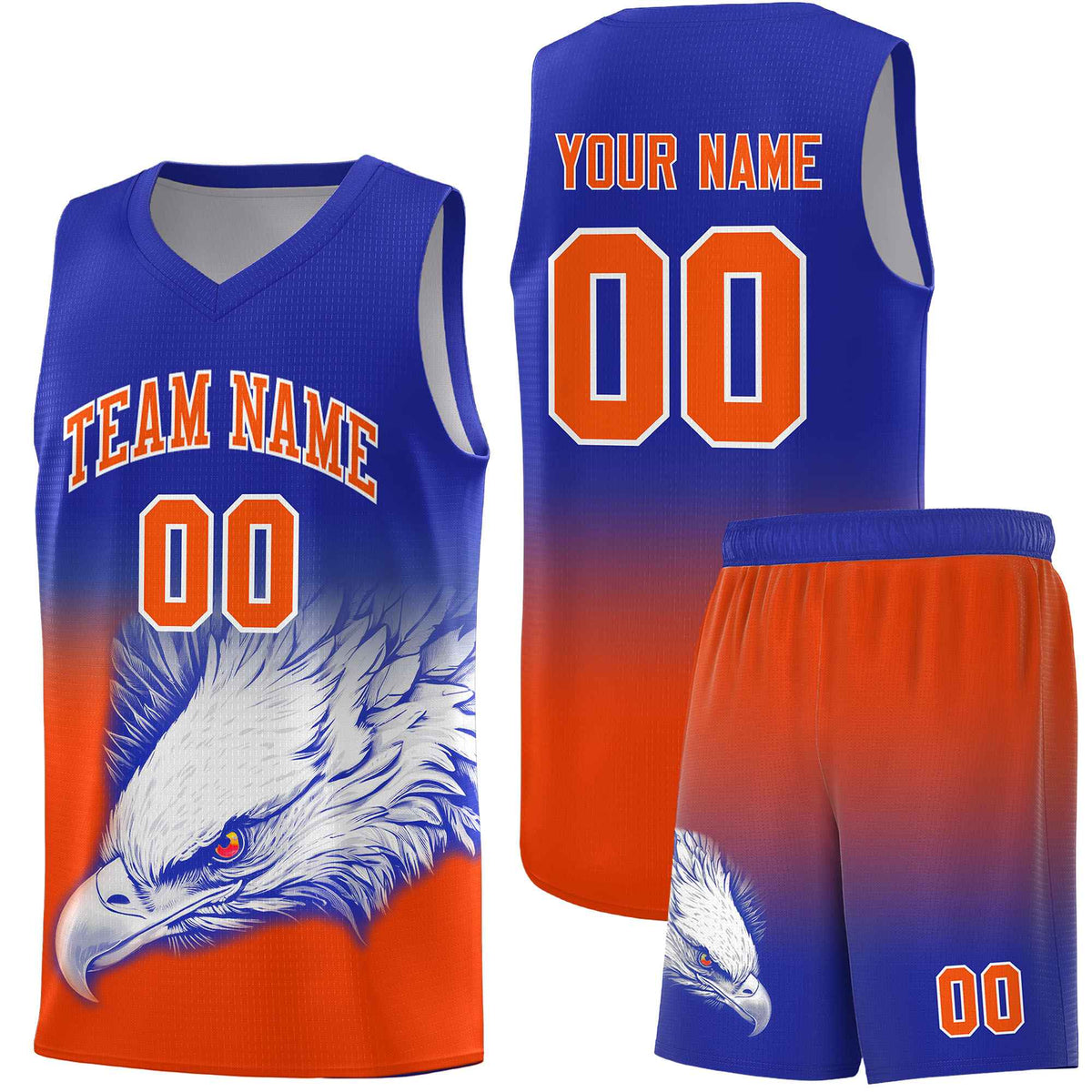 Custom Red Navy Basketball Kits with Eagle Pattern
