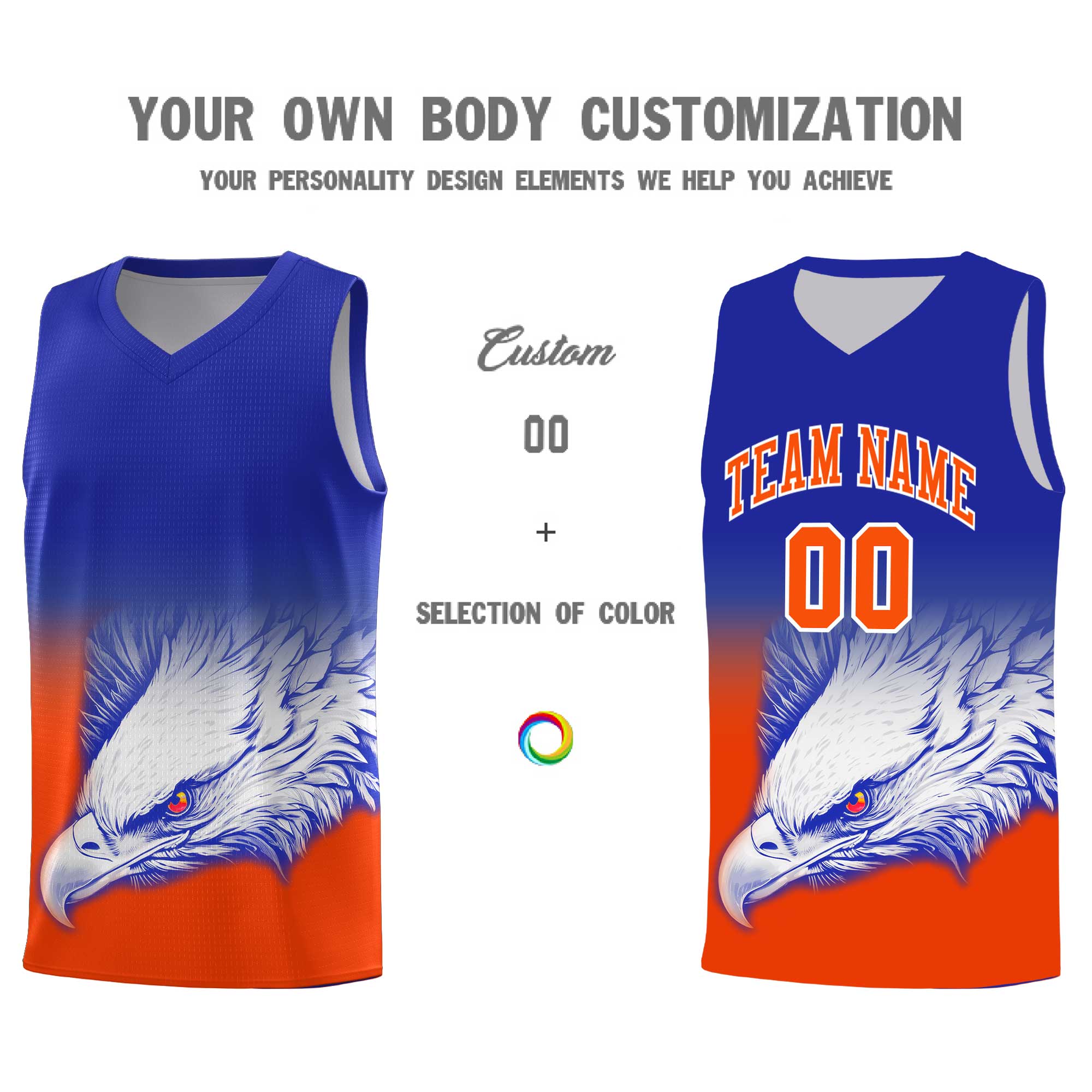 Custom Red Navy Basketball Kits with Eagle Pattern