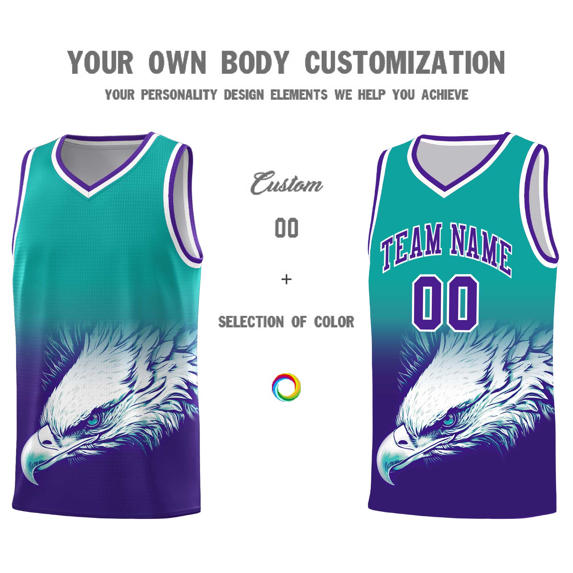 Custom Black Olive Basketball Kits with Eagle Pattern
