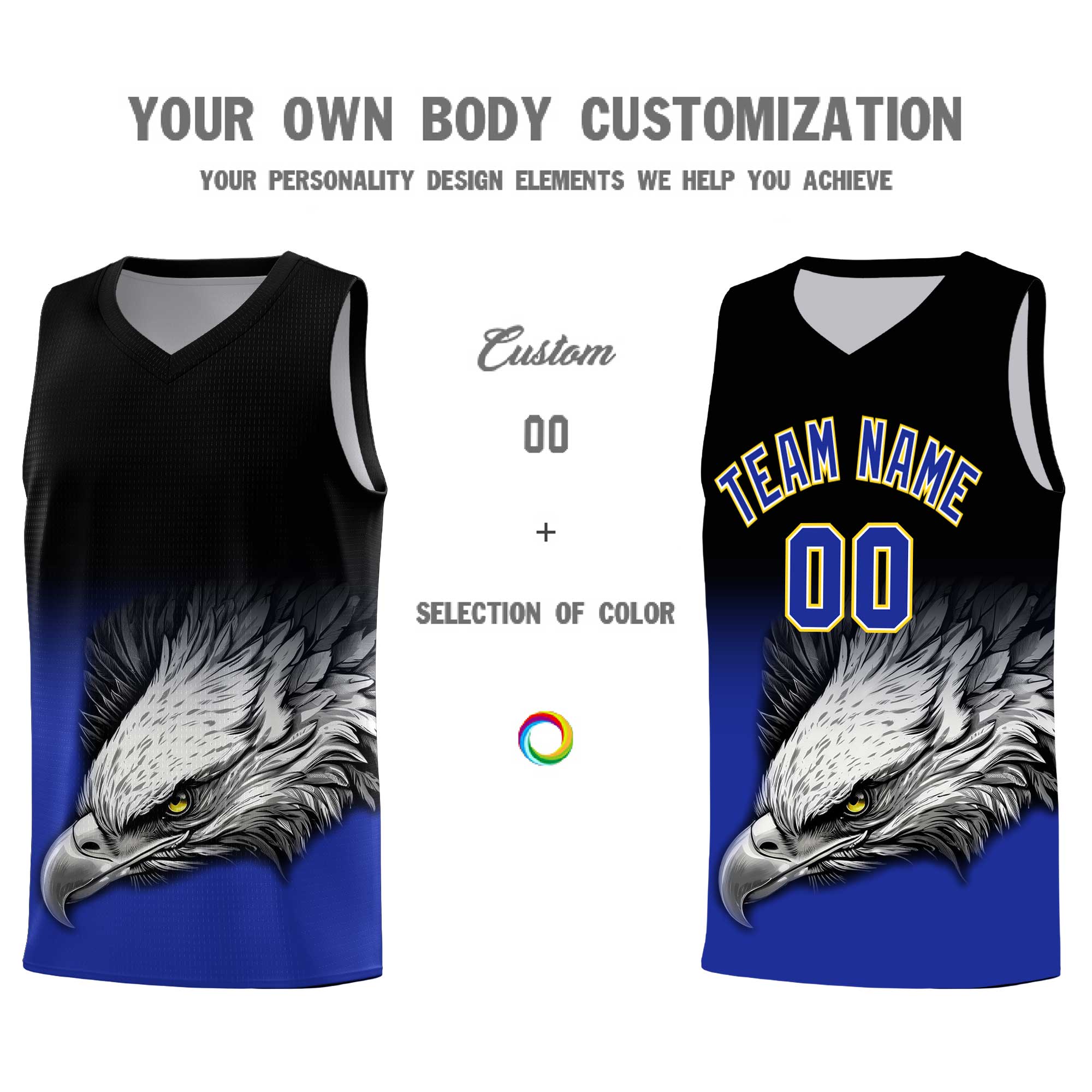 Custom Gray Powder Blue Basketball Kits with Eagle Pattern