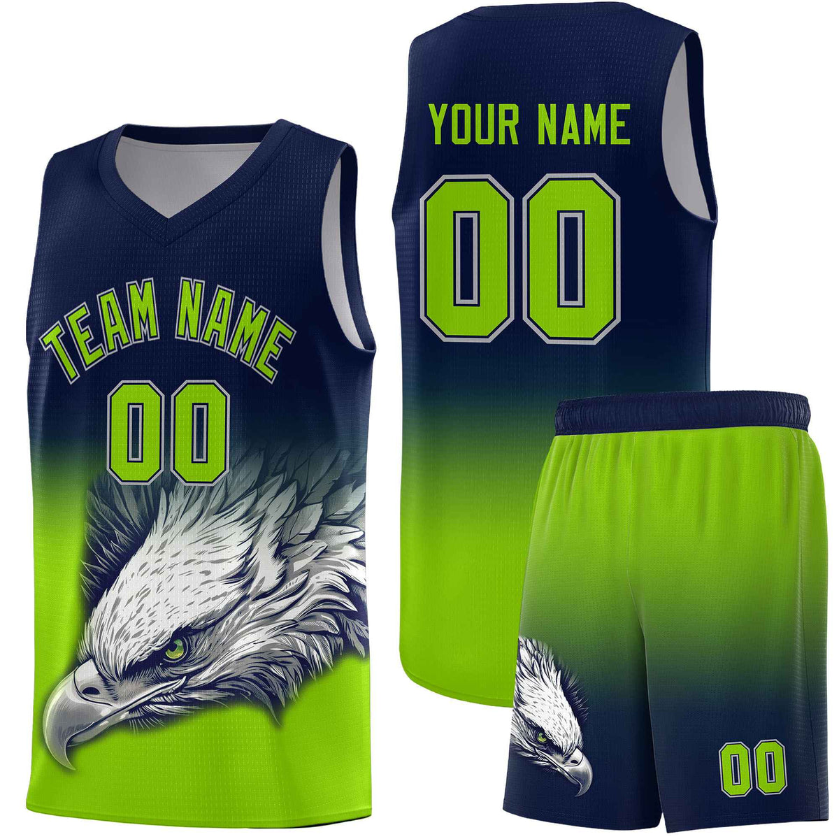 Custom Navy Red Basketball Kits with Eagle Pattern