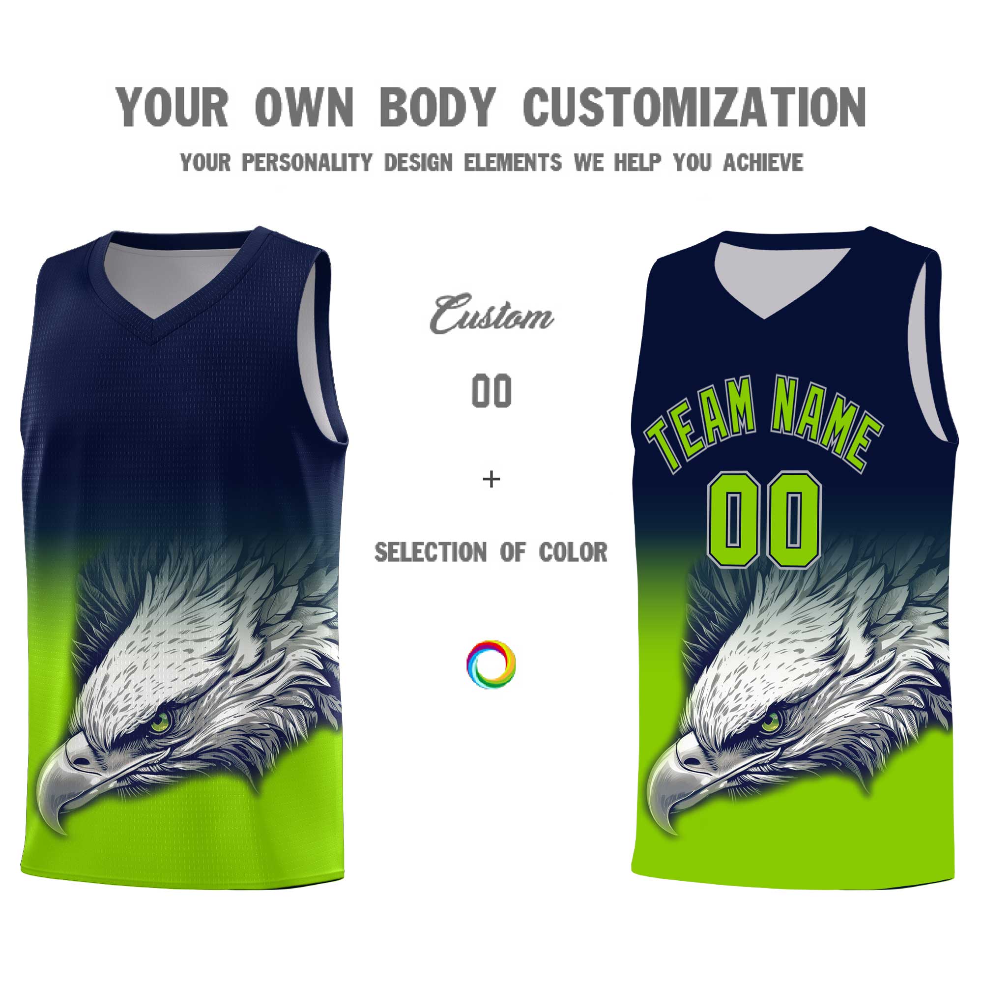 Custom Navy Red Basketball Kits with Eagle Pattern