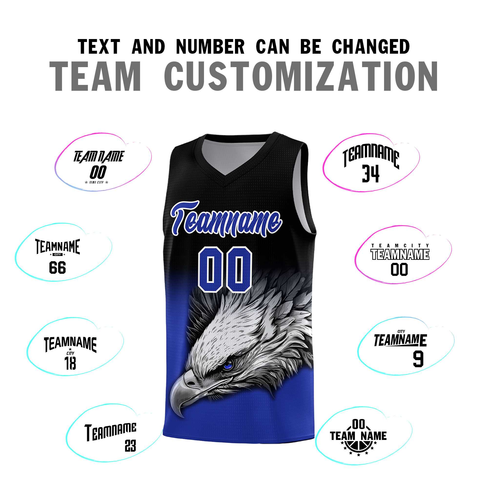 Custom Black Yellow Basketball Kits with Eagle Pattern