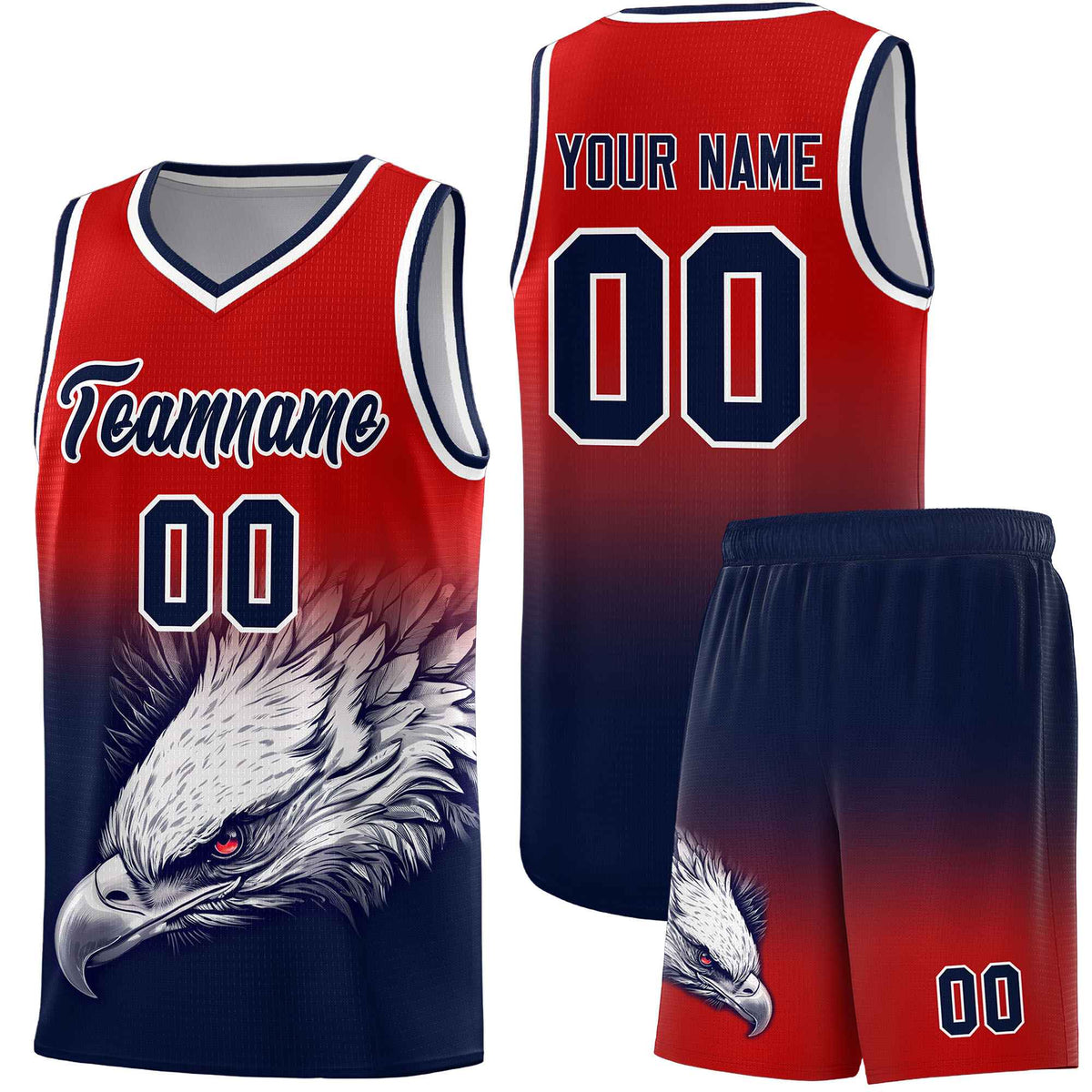Custom Royal Orange Basketball Kits with Eagle Pattern